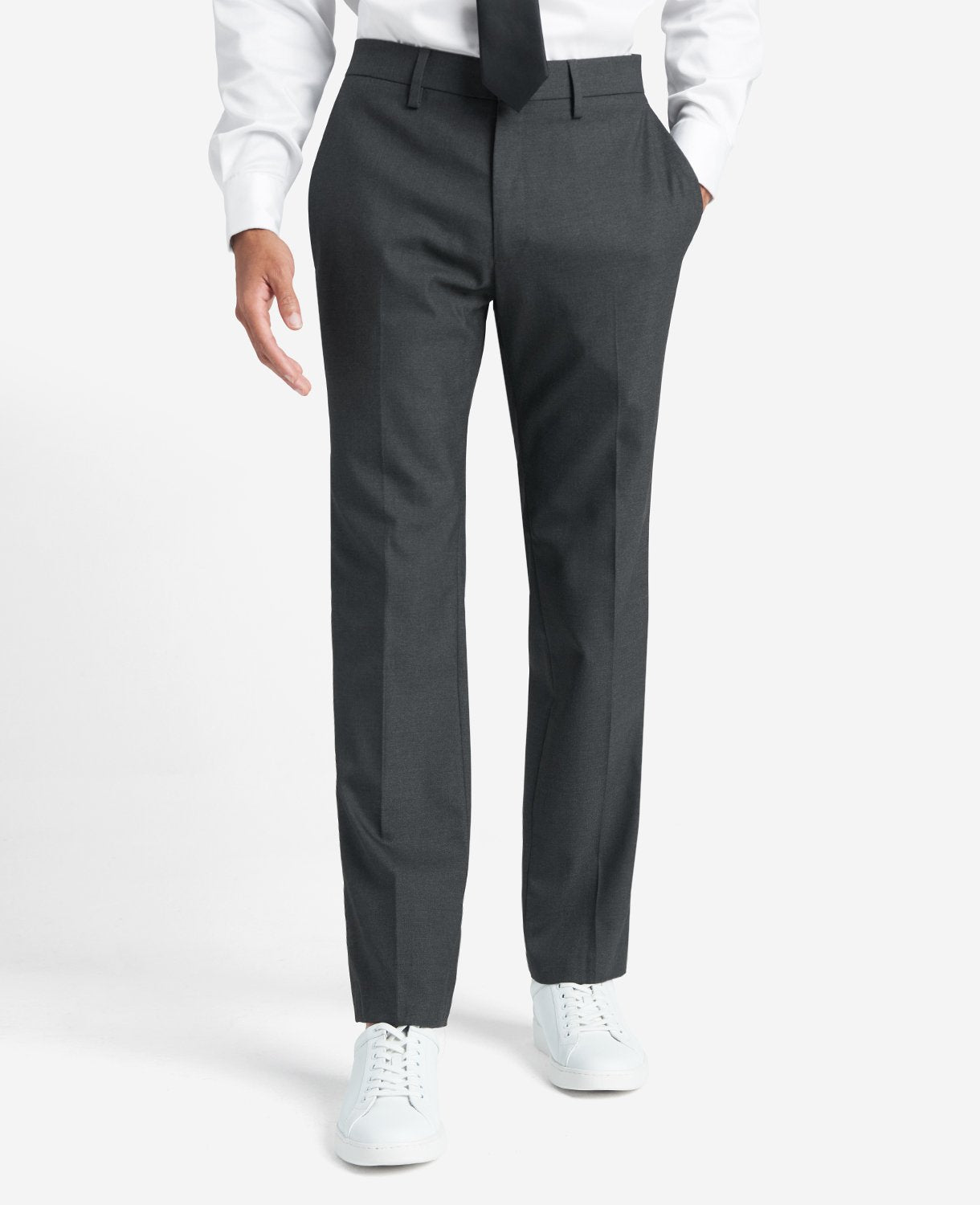 Kenneth Cole Reaction Clothing Slim-Fit Stretch Twill Dress Pant pantaloni grigio antracite 29-40 elasticizzati