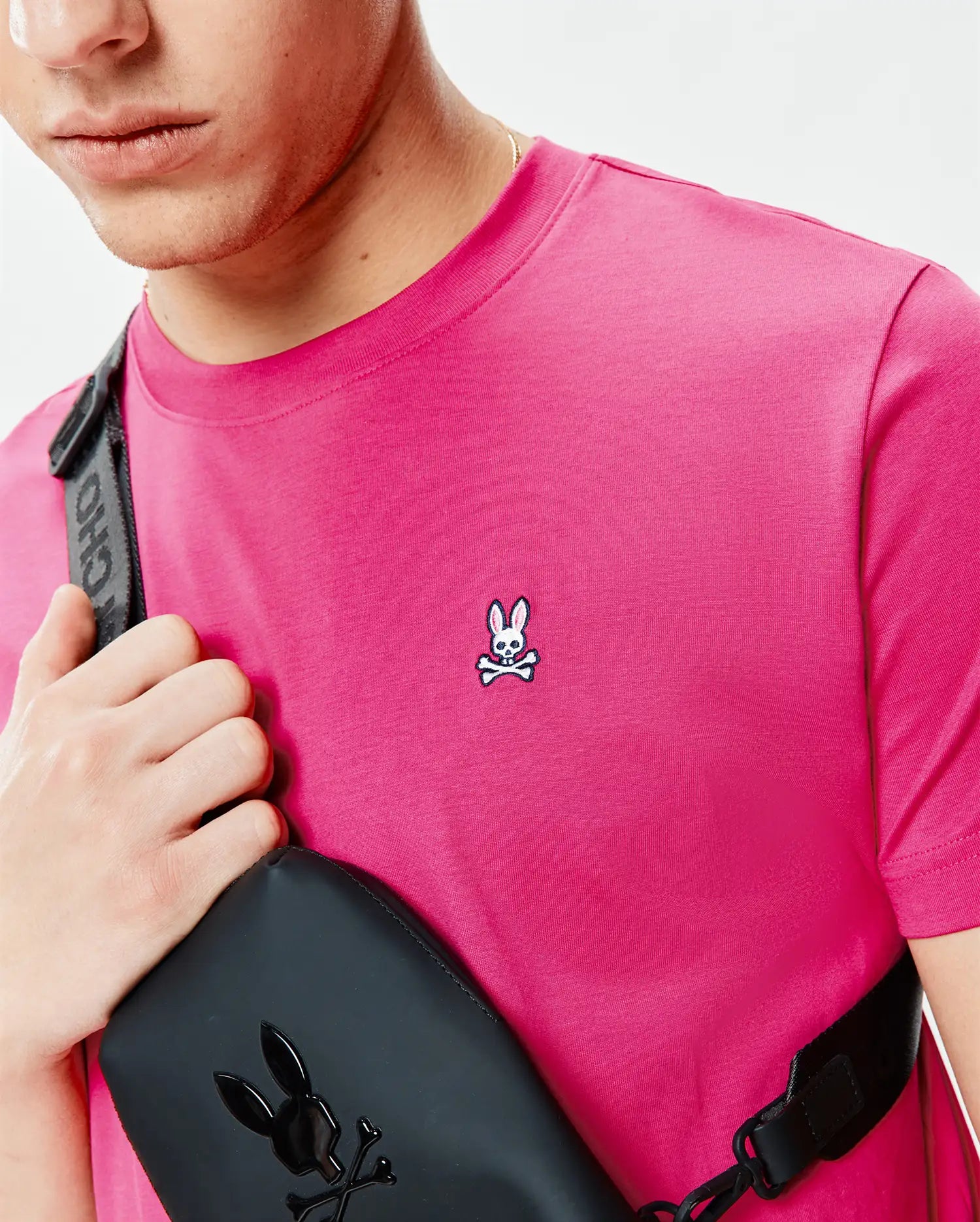 Psycho Bunny Men's Tees Classic Crew Neck Tee B6U014F200 maglietta rosa Yarrow XXS–XXXL in cotone Pima