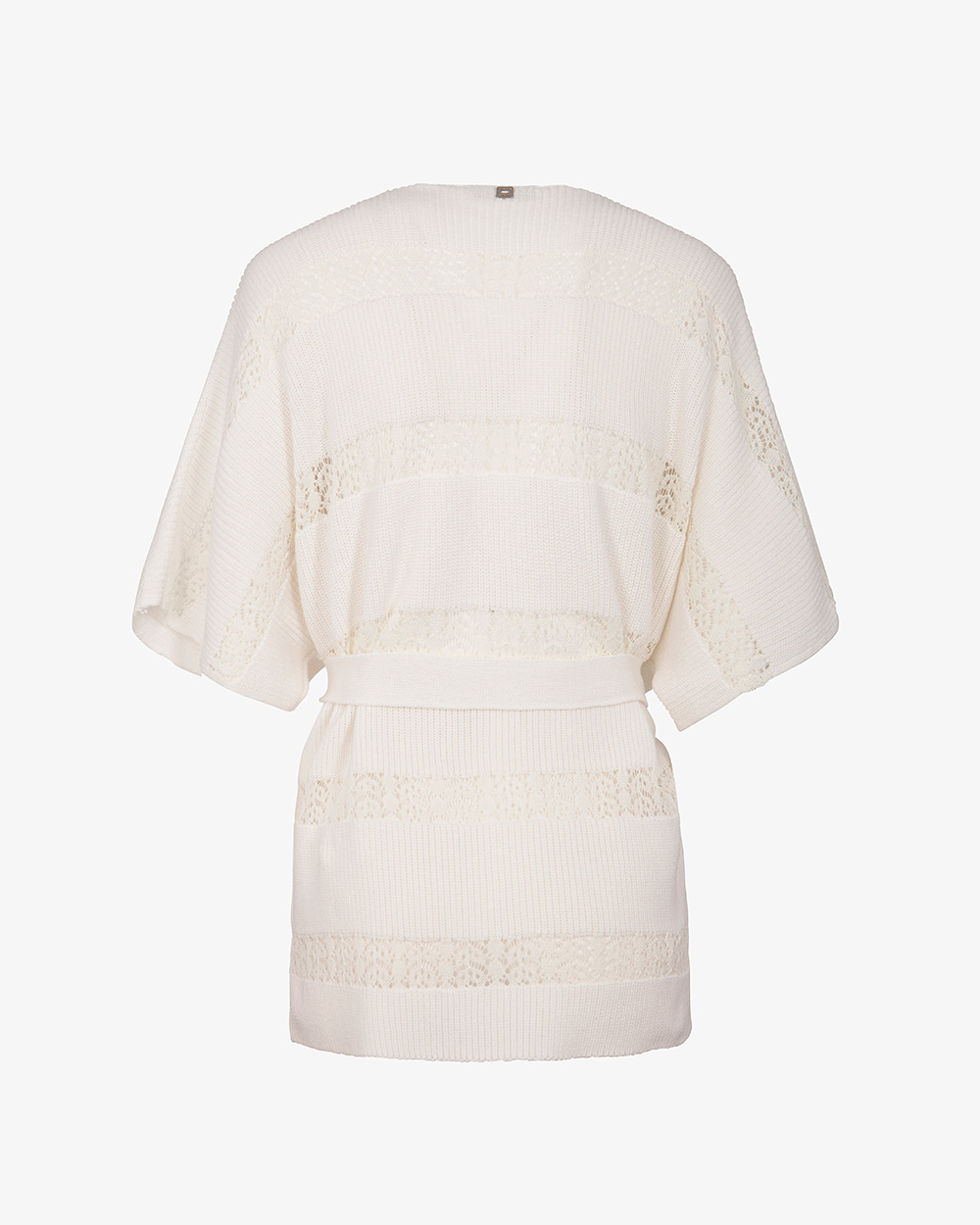 Markup Donna Maglieria Cardigan kimono con cintura e riga macramè