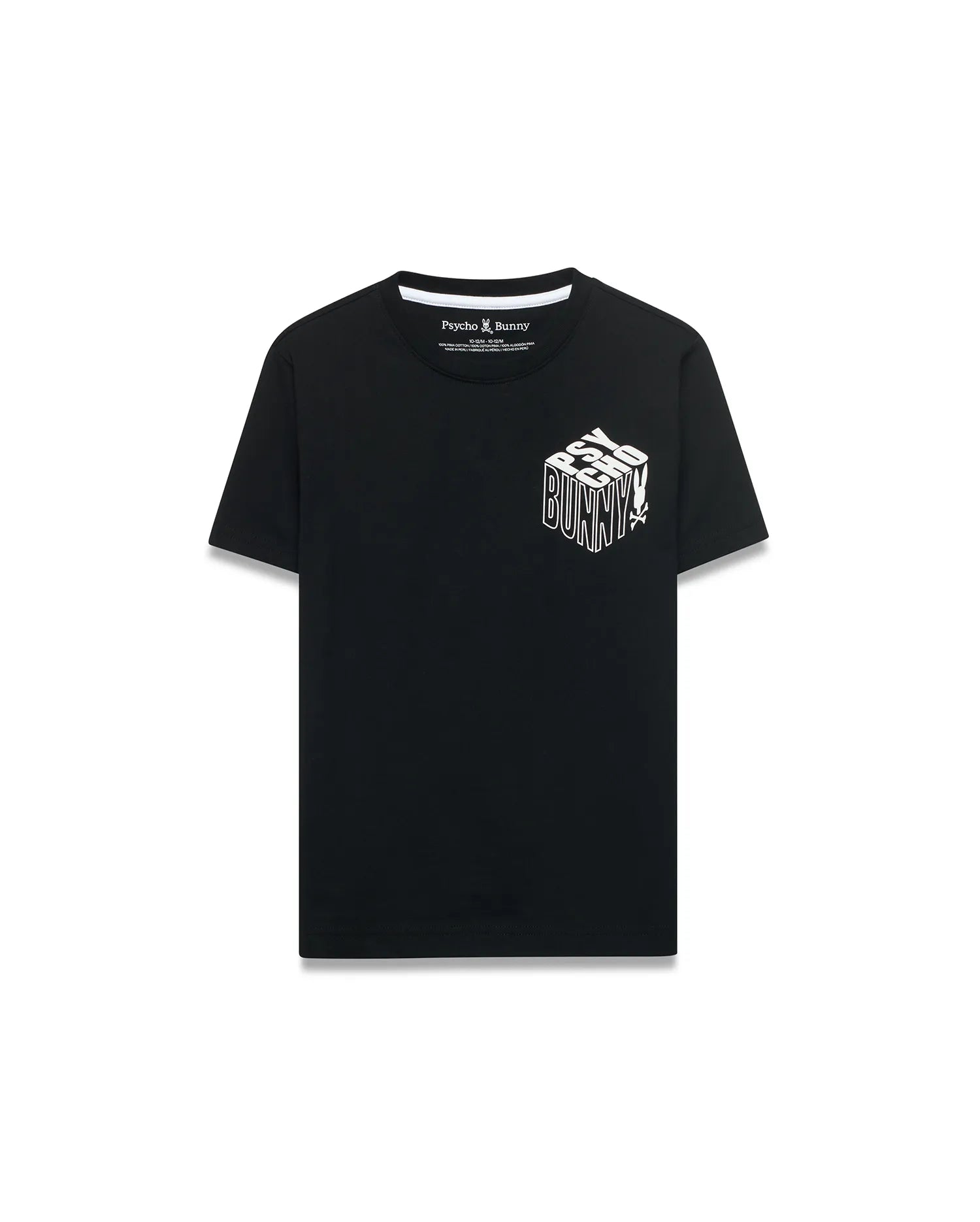 Psycho Bunny Kids Tees Conan Pima Graphic Tee maglietta nera in cotone Pima