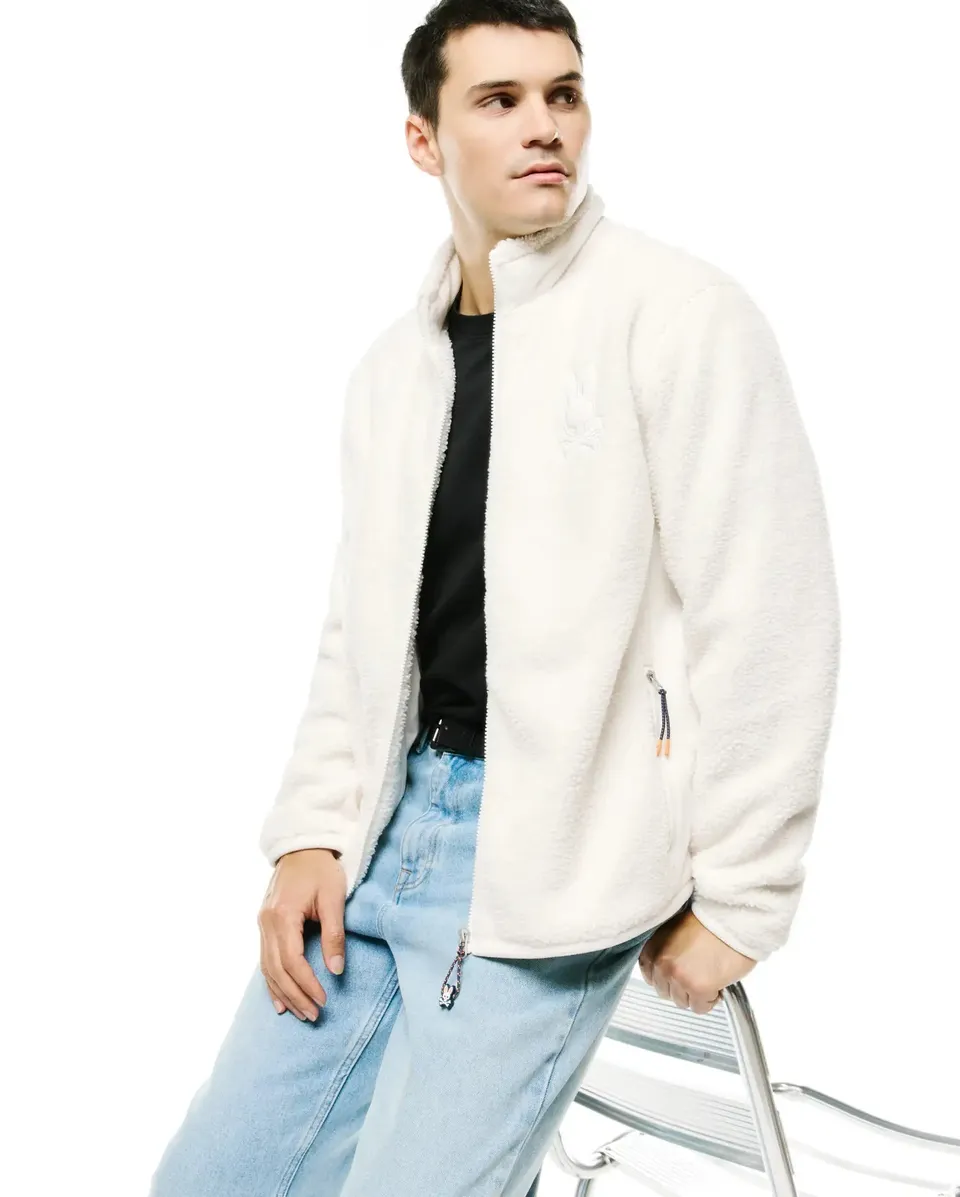 Psycho Bunny Jackets Men's Rowley Sherpa giacca ecru in pile