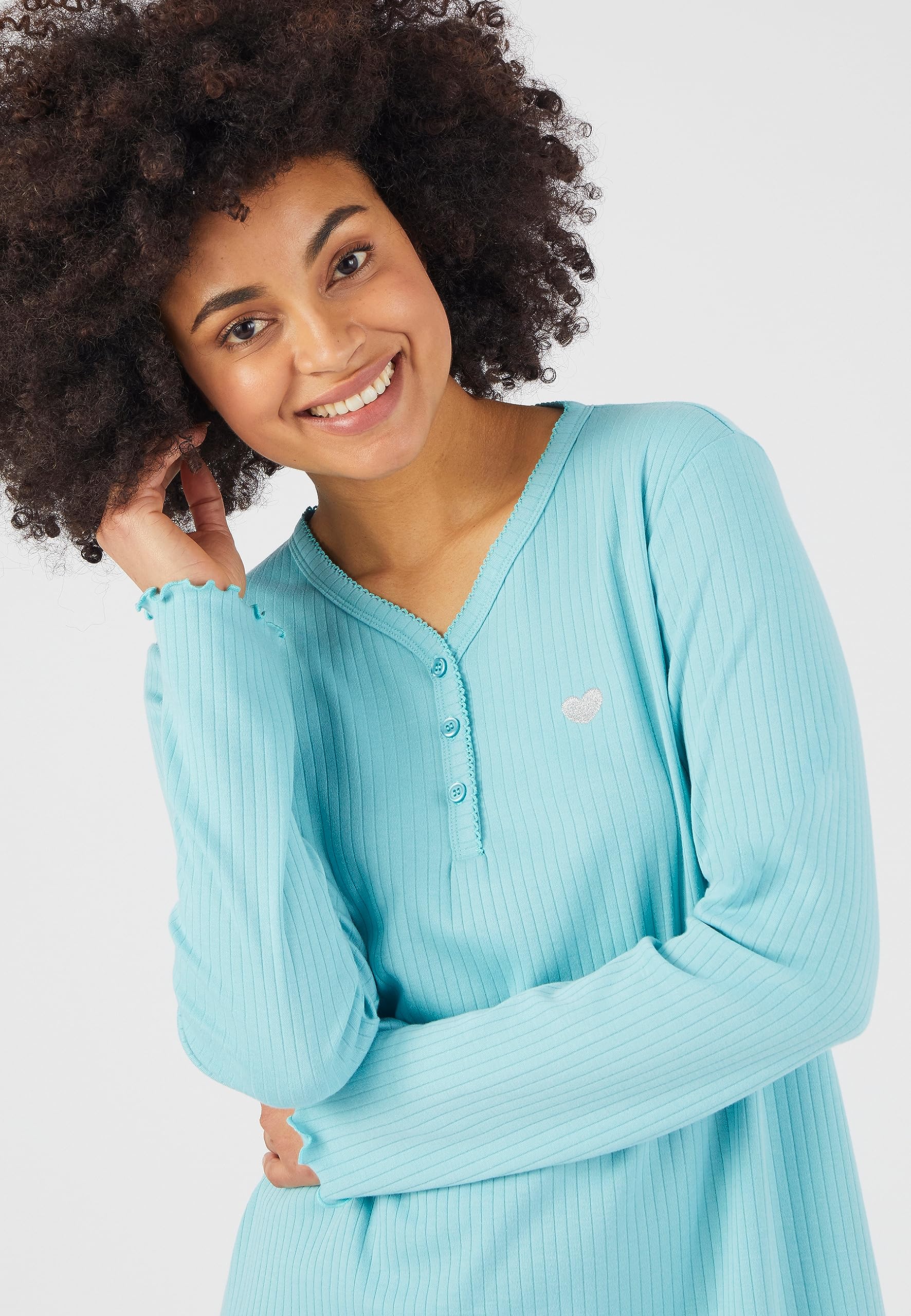 Damart Homewear Camicia da Notte Donna XL Verde Turchese calda