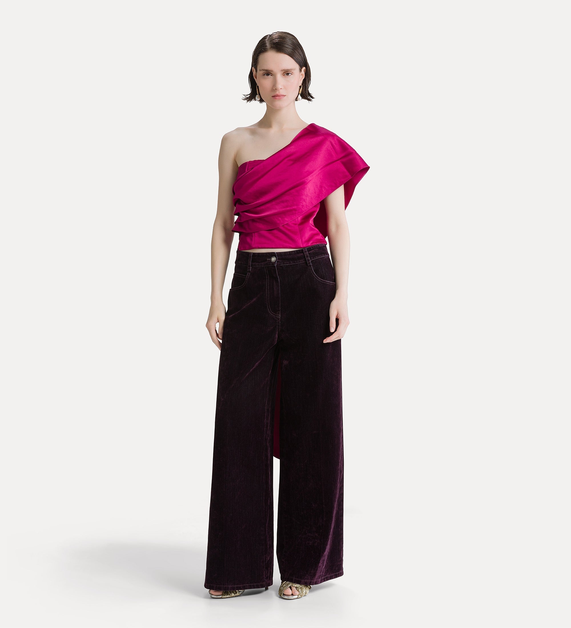 Forte top Duchesse One-Shoulder Top Ruby rosso top monospalla