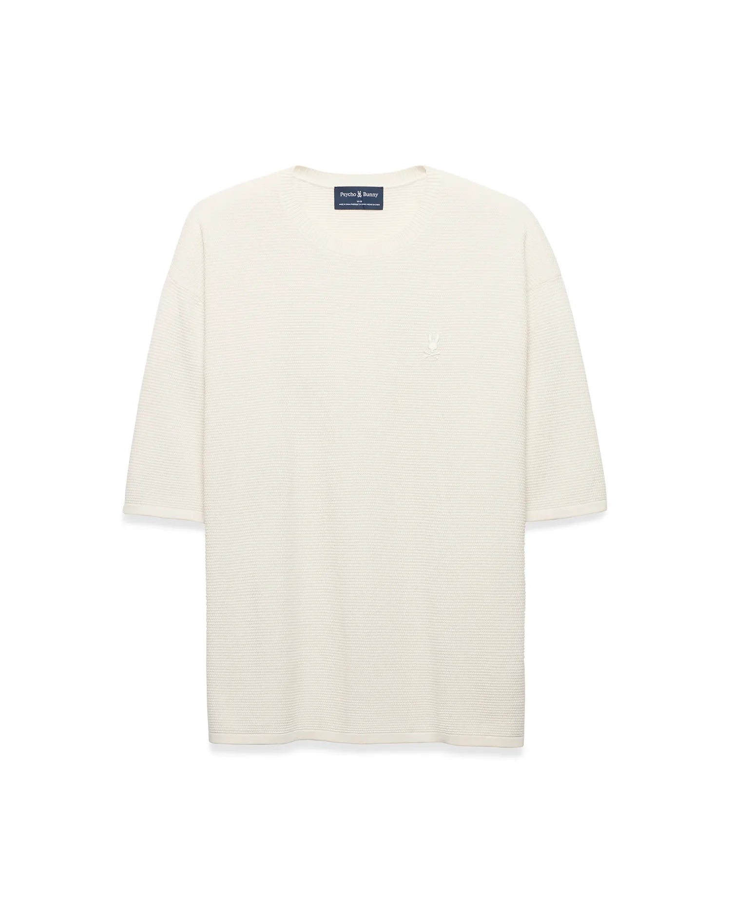 Psycho Bunny Men's Tees Makai Knit Tee MT0200647 t-shirt bianca in cotone