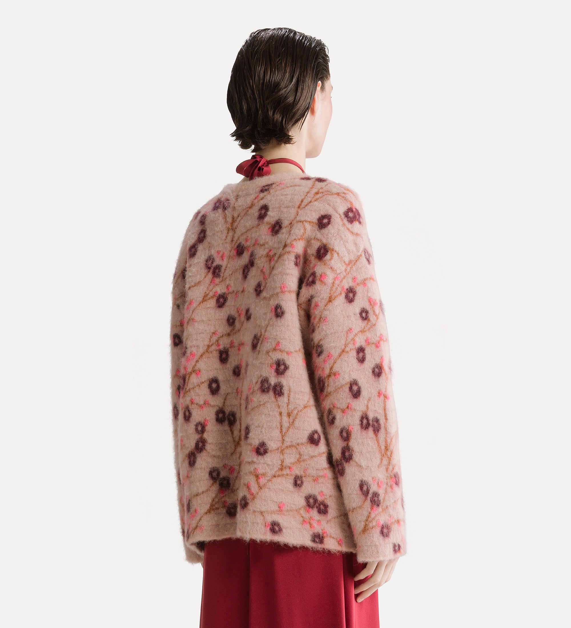 Forte maglieria maglia Cherry Blossom jacquard spazzolato loto