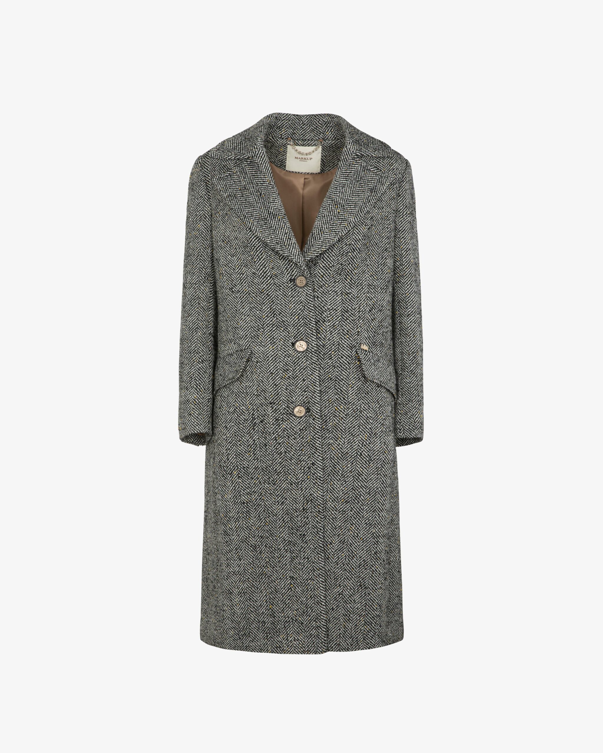 Markup Donna Cappotti Cappotto lungo monopetto in tessuto spigato