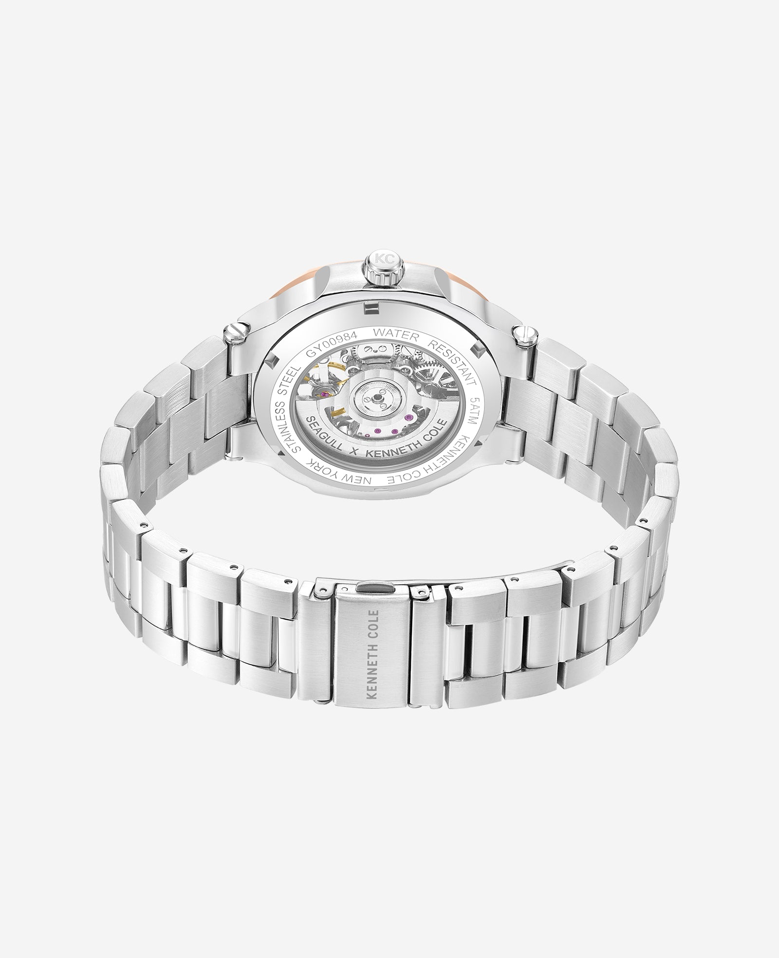 Kenneth Cole Reaction Watches Skeleton Automatic Bracelet Watch orologio automatico argento