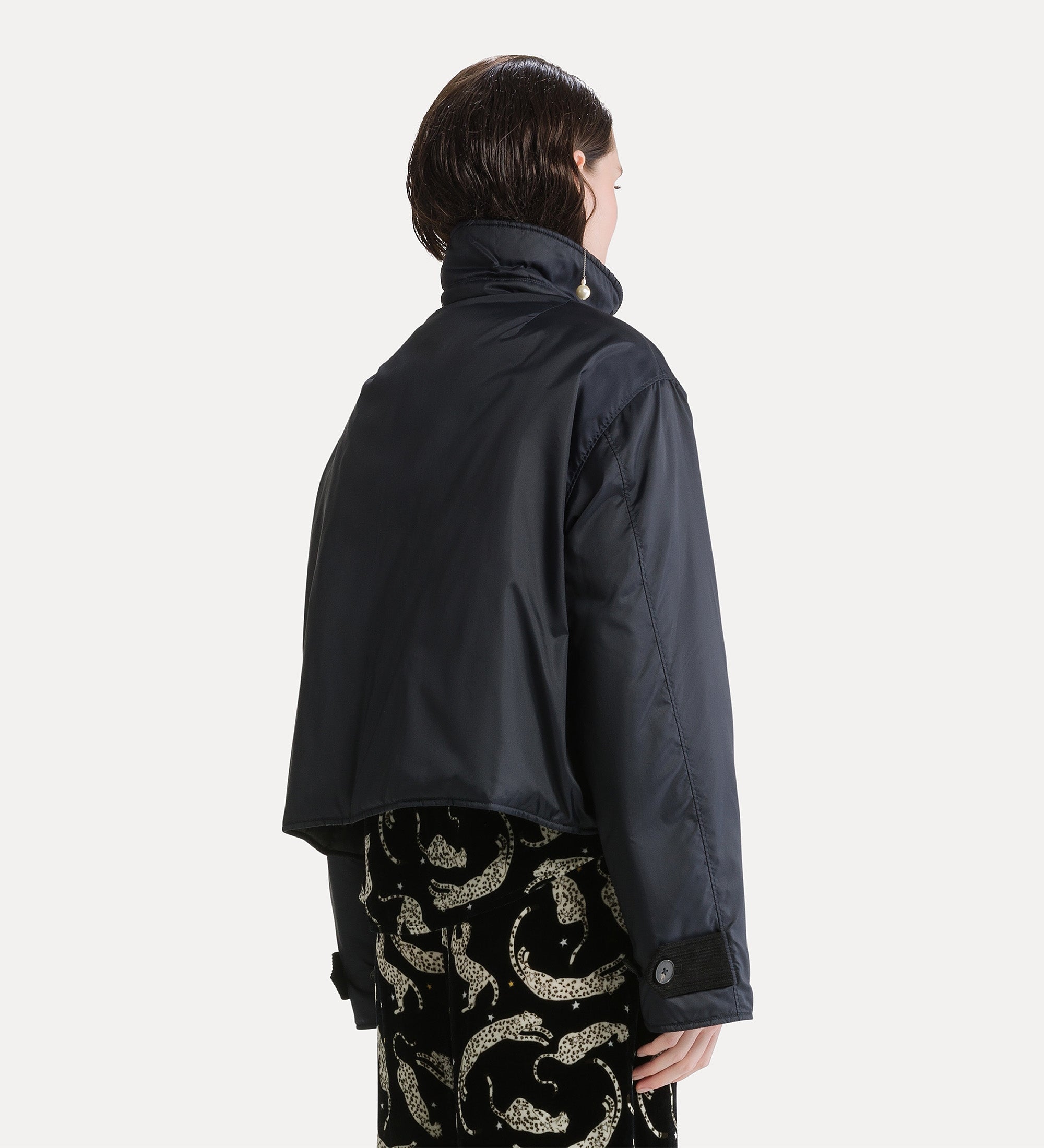 Forte giacca British cropped in nylon nera