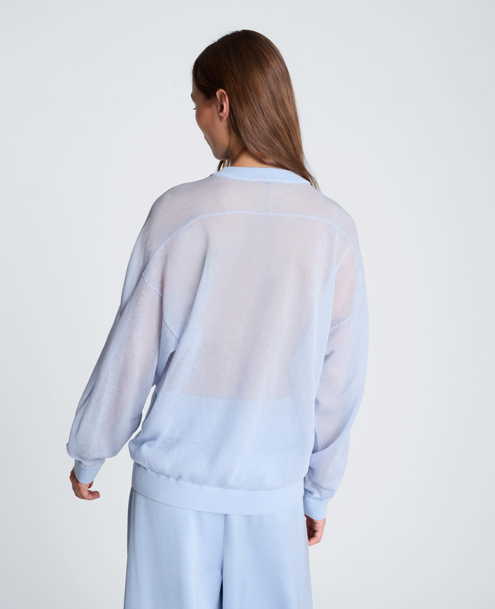 Kenneth Cole Reaction Clothing Sheer Crew Neck Sweatshirt felpa blu Serene Blue XS leggera