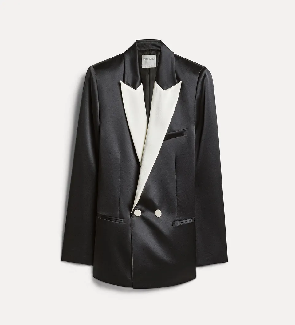 Forte giacche colourblock duchesse tuxedo jacket giacca nera