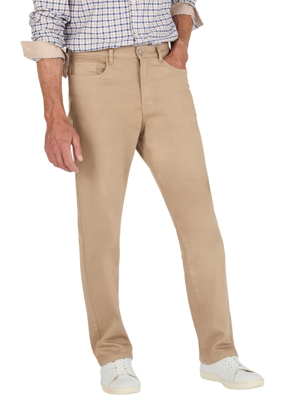 Damart Prêt-à-porter Pantaloni 5 Tasche da uomo dritta 46 Marrone Beige cotone