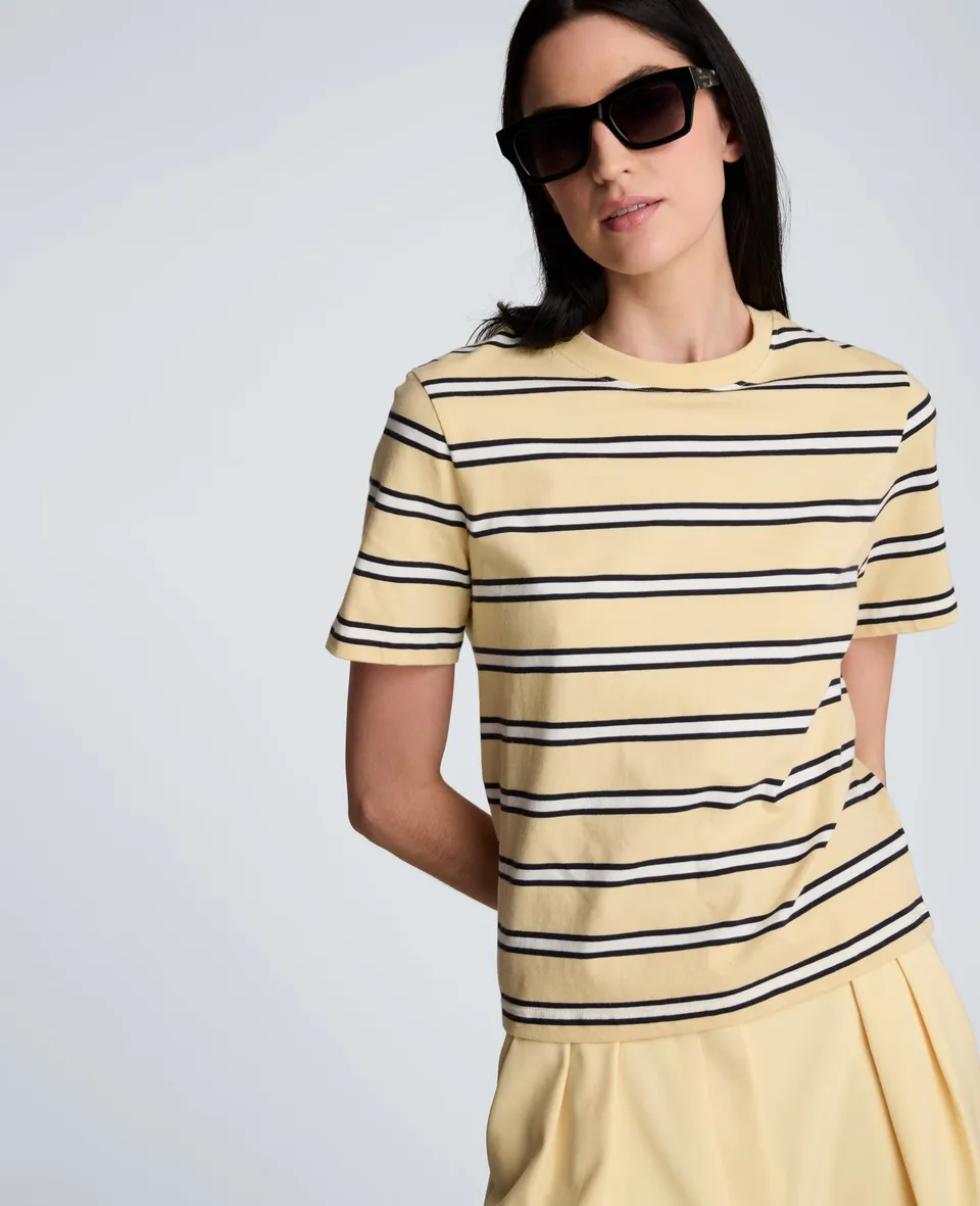 Kenneth Cole Reaction Clothing Crewneck Stripe Tee t-shirt righe giallo pastello
