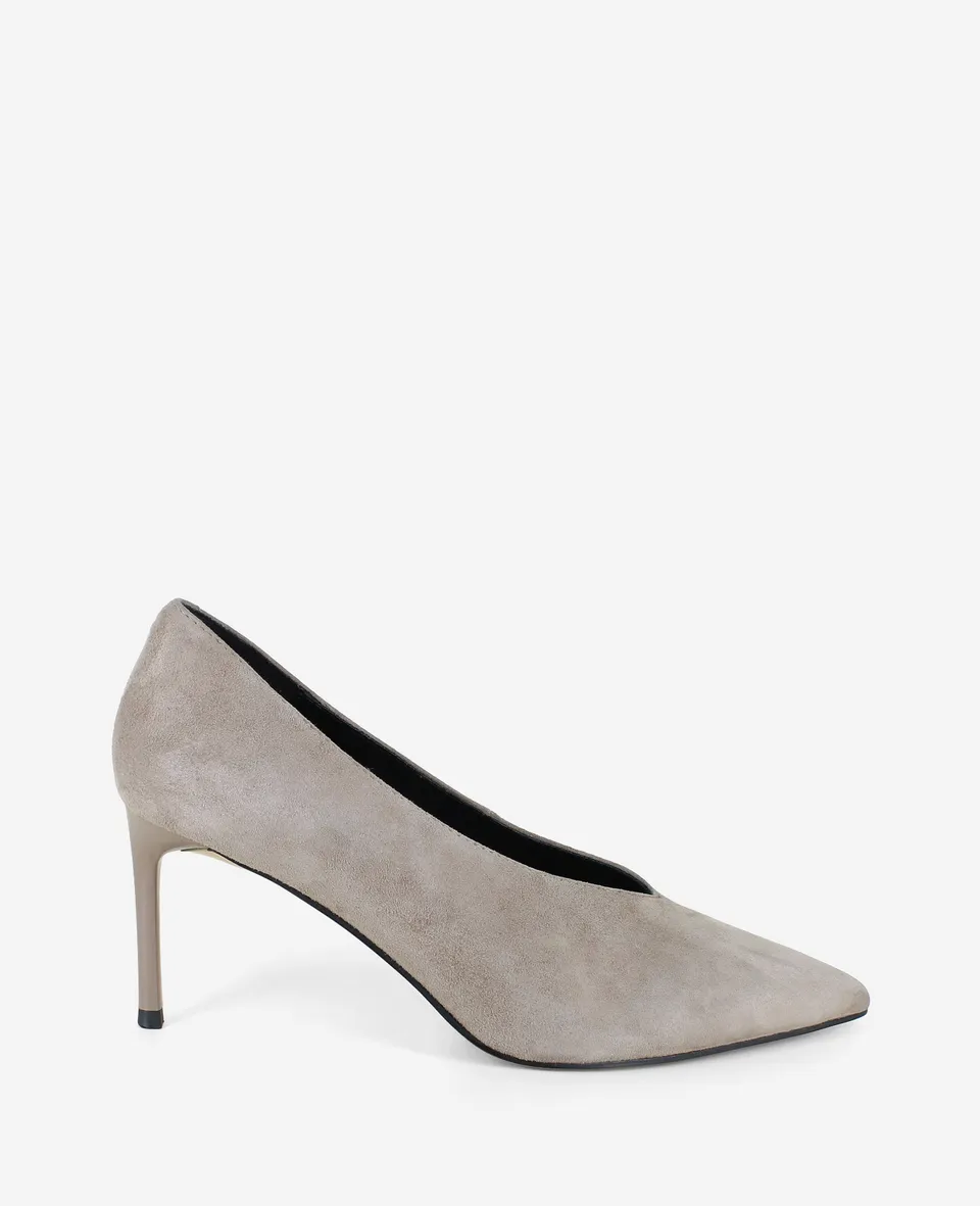 Kenneth Cole Reaction Shoes Perfecto Suede High Vamp Pump décolleté taupe scamosciate