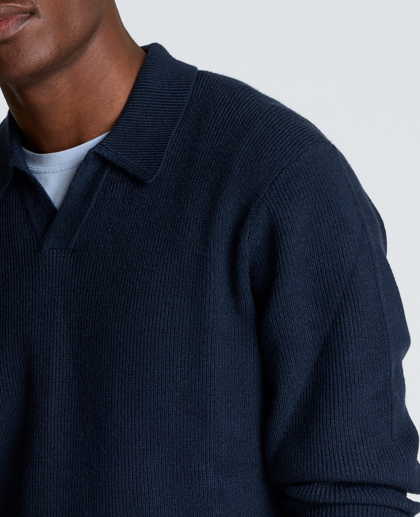 Kenneth Cole Reaction Clothing Long Sleeve Johnny Collar Polo polo blu manica lunga