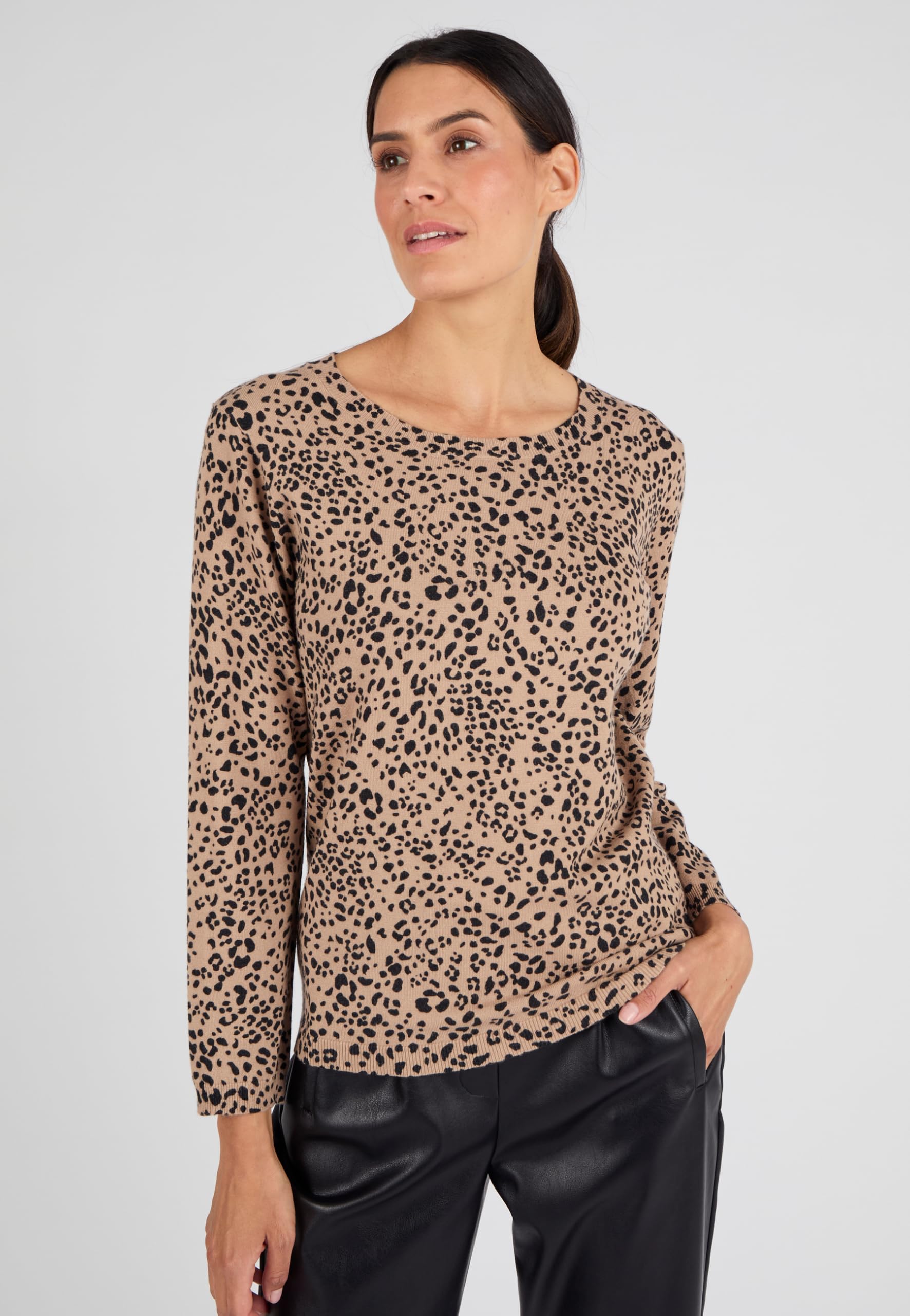 Damart Prêt-à-porter maglione animalier marrone beige 38-40 in viscosa EcoVero