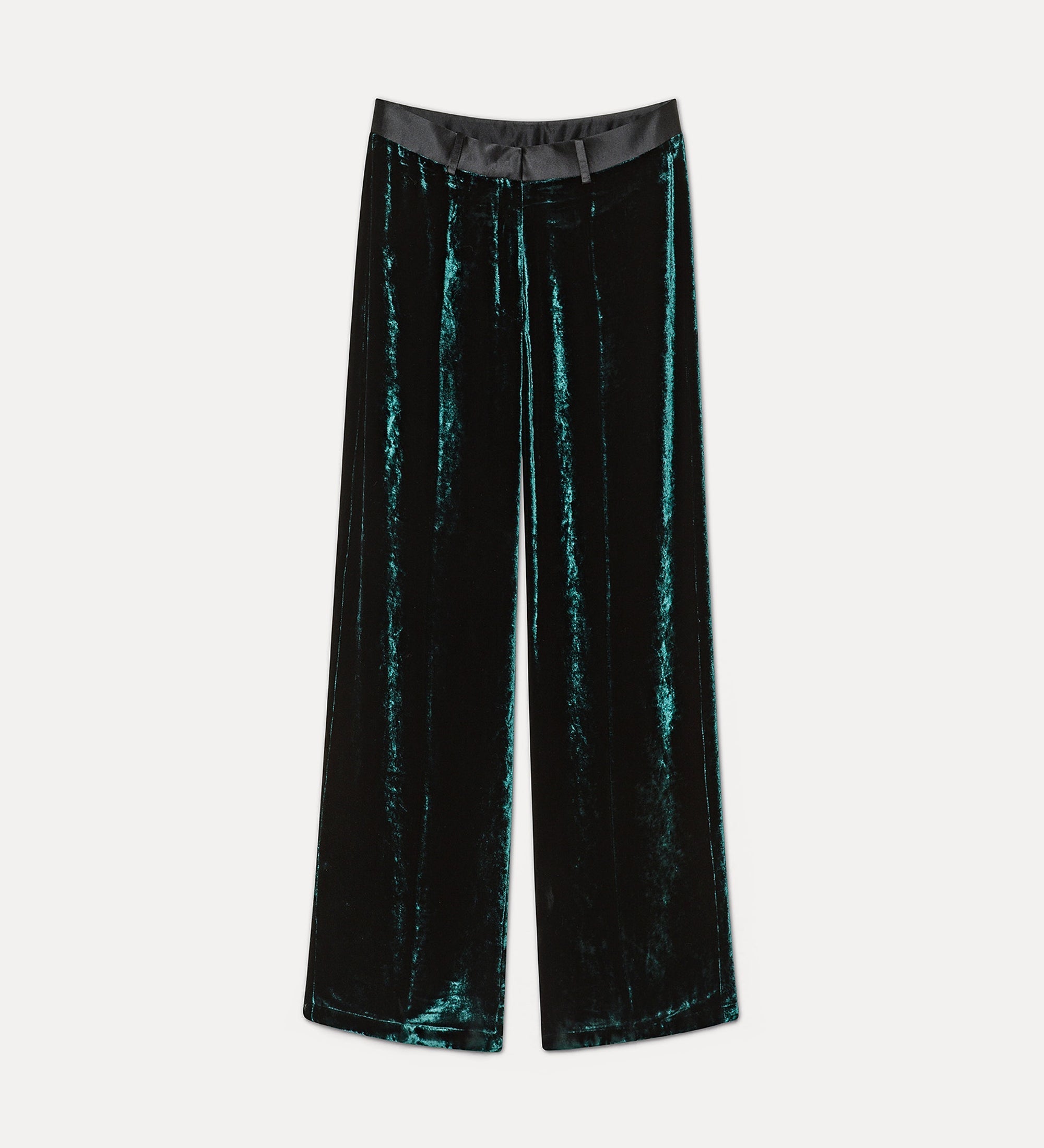 Forte pantaloni moiré velvet tuxedo trousers verdi in velluto