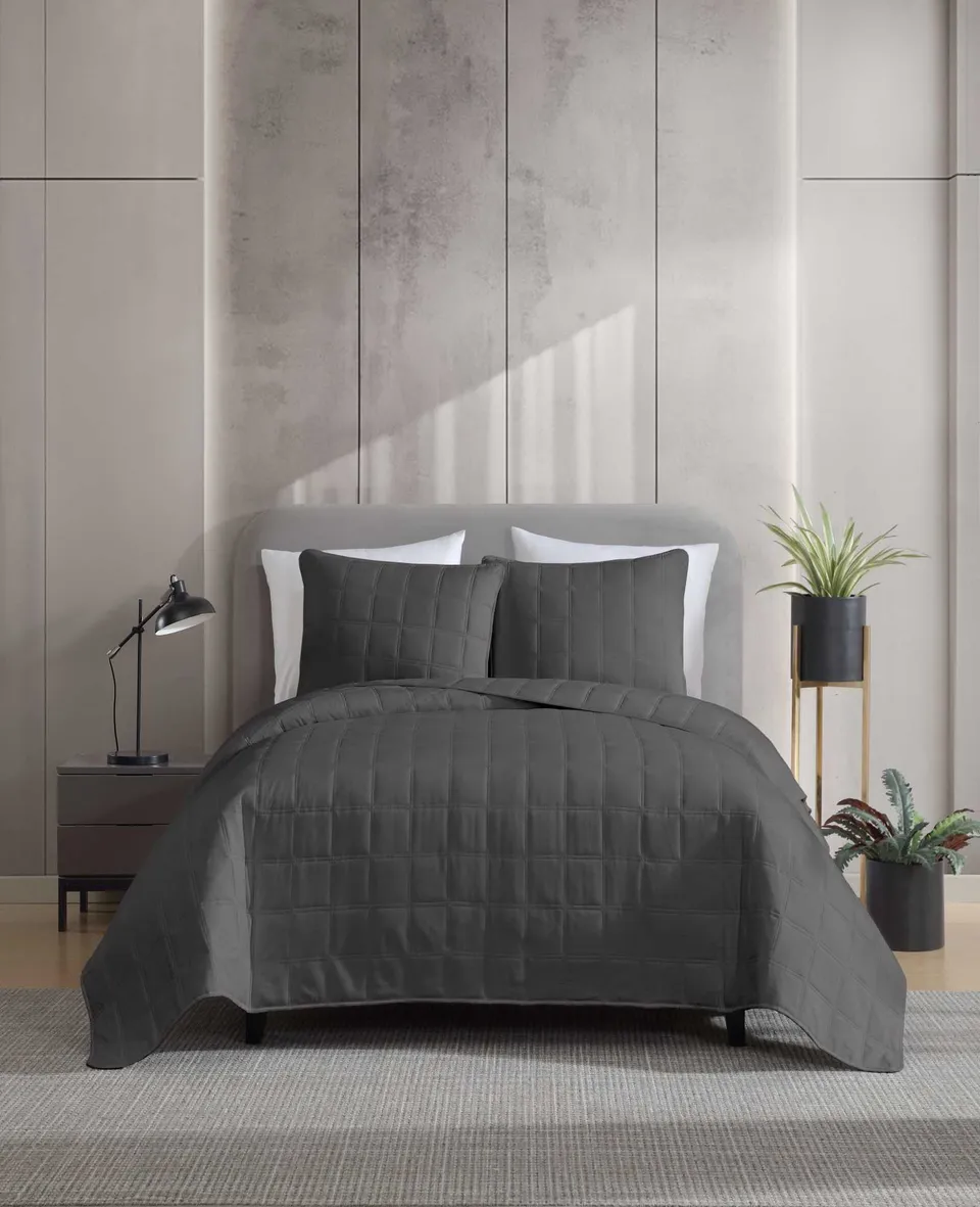 Kenneth Cole Reaction Stonewashed Quilt Set set trapunta antracite Twin
