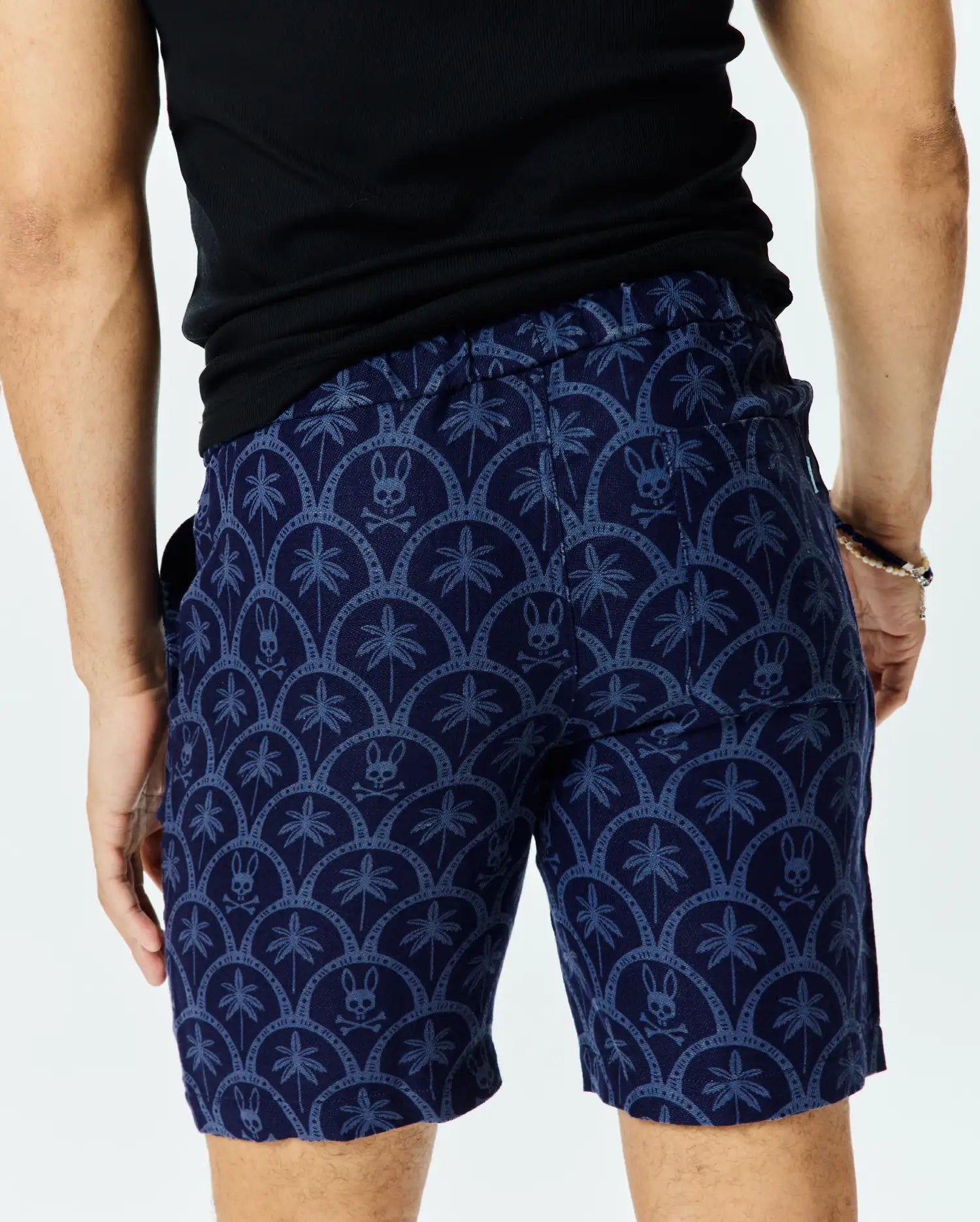 Psycho Bunny Men's Shorts Brad Linen Short 8 1/2" pantaloncini blu