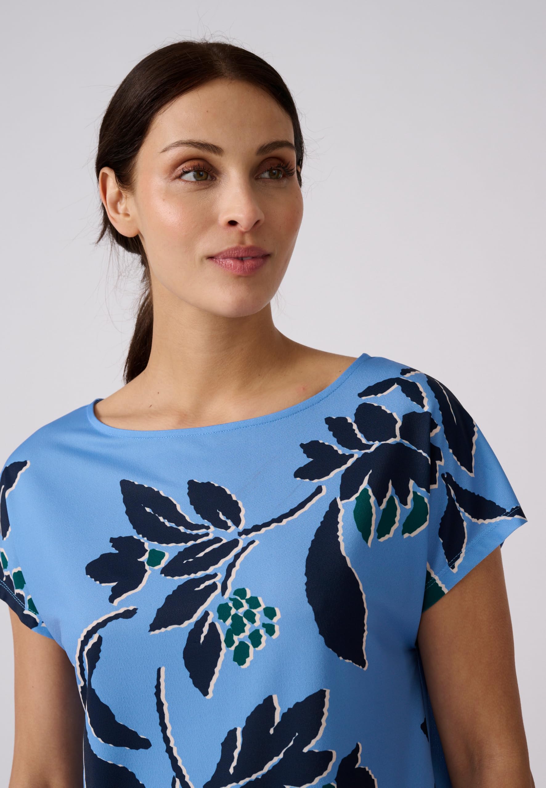 Damart Prêt-à-porter T-shirt in maglia crepe blu 38-40 stampa floreale