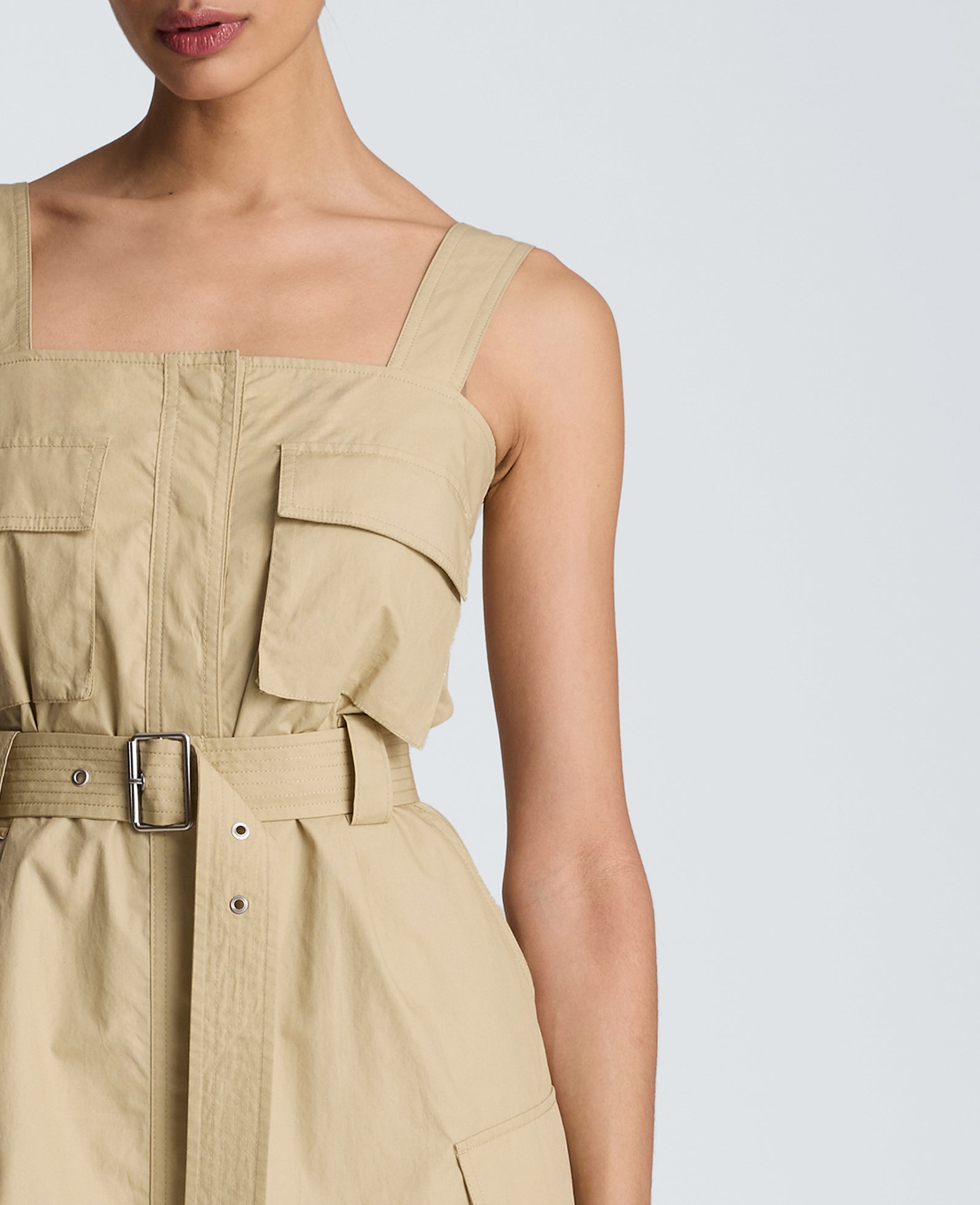 Kenneth Cole Reaction Clothing Cargo Midi Dress safari tan in cotone