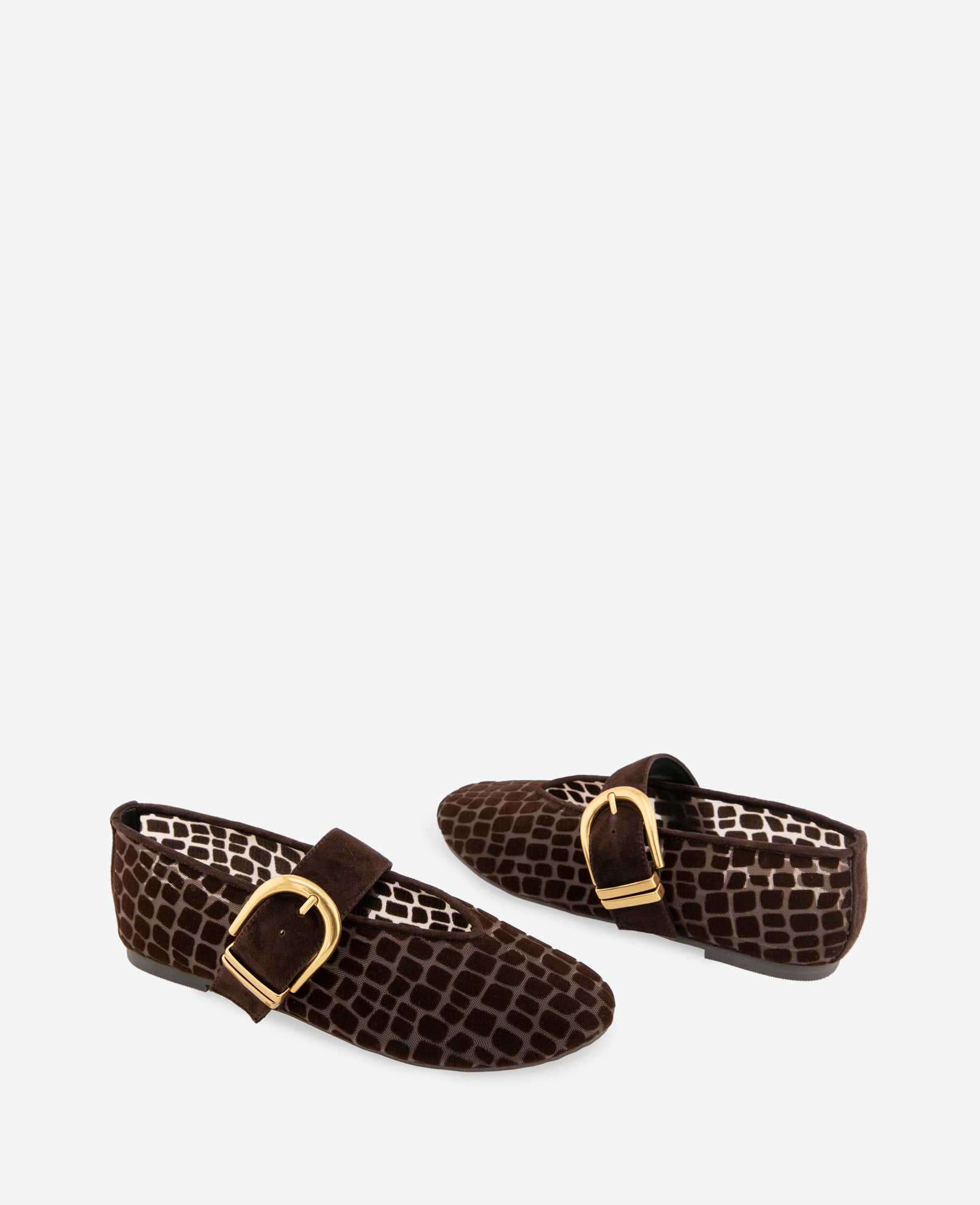 Kenneth Cole Reaction Shoes Tamarra Croco Mesh Ballet Flat ballerine marroni