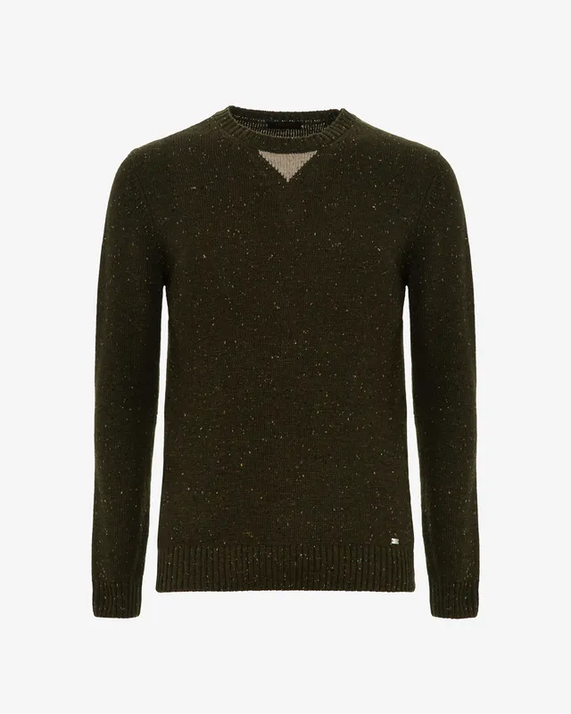 Markup Uomo Maglieria Girocollo lana bottonata con toppe maglione