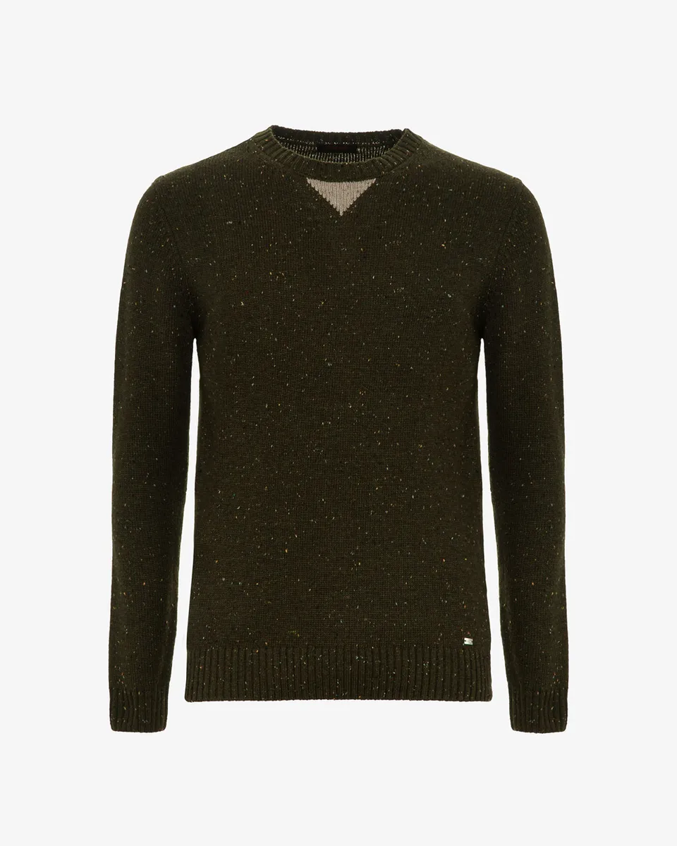 Markup Uomo Maglieria Girocollo lana bottonata con toppe maglione