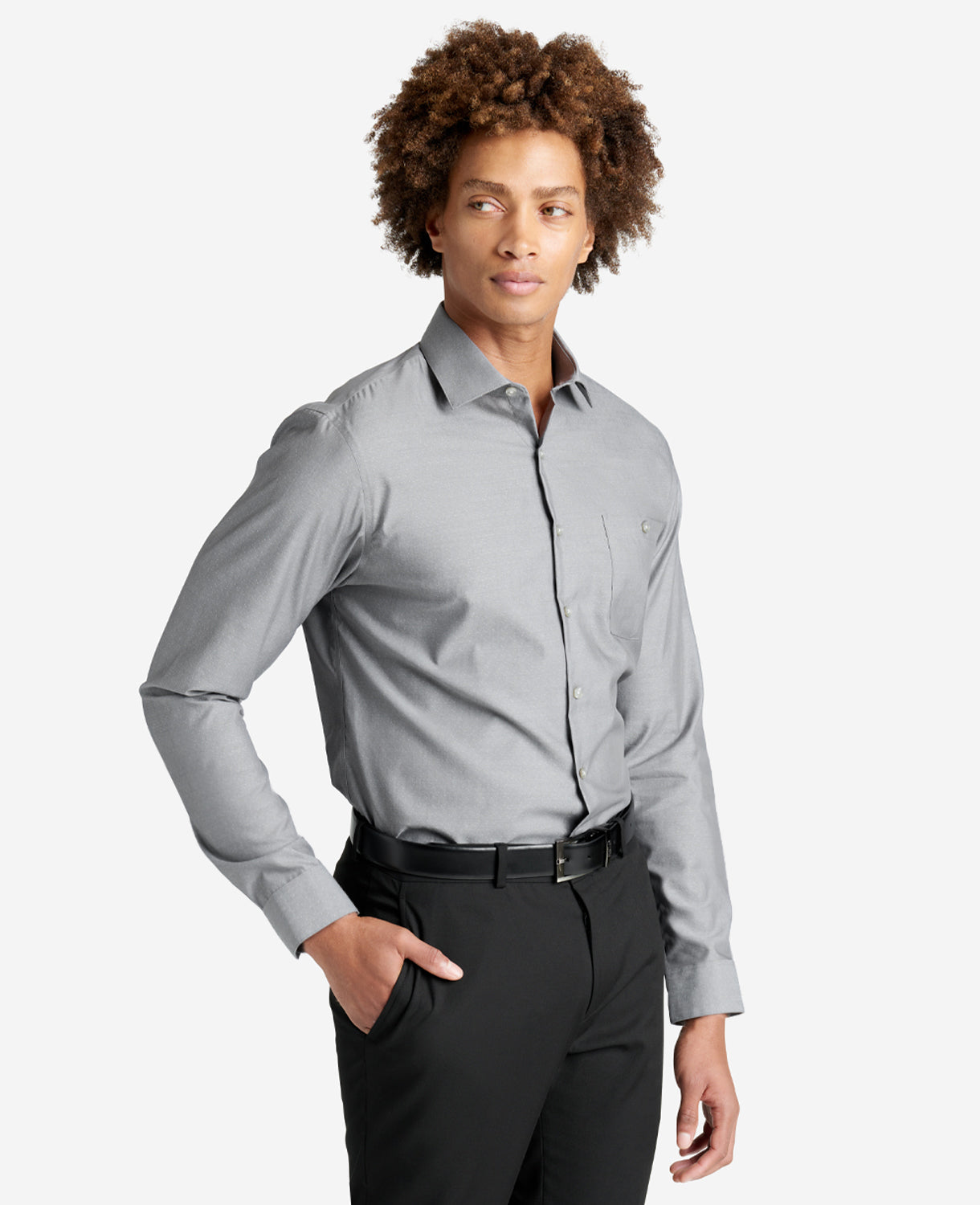 Kenneth Cole Reaction Clothing Slim-Fit Button-Down Stretch Dress Shirt with TEK FIT camicia blu