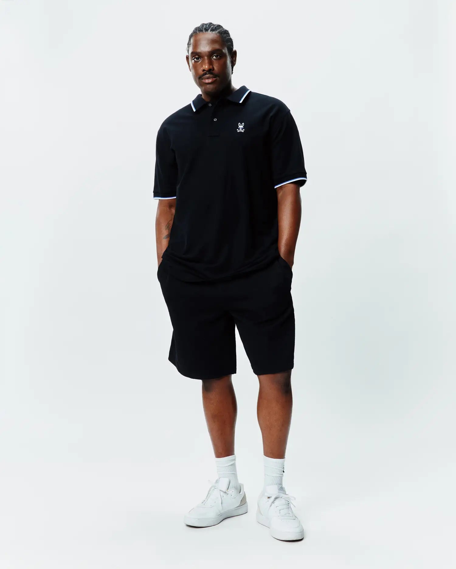 Psycho Bunny Big & Tall Sunny Pique Polo BT0100030 polo nera in piqué