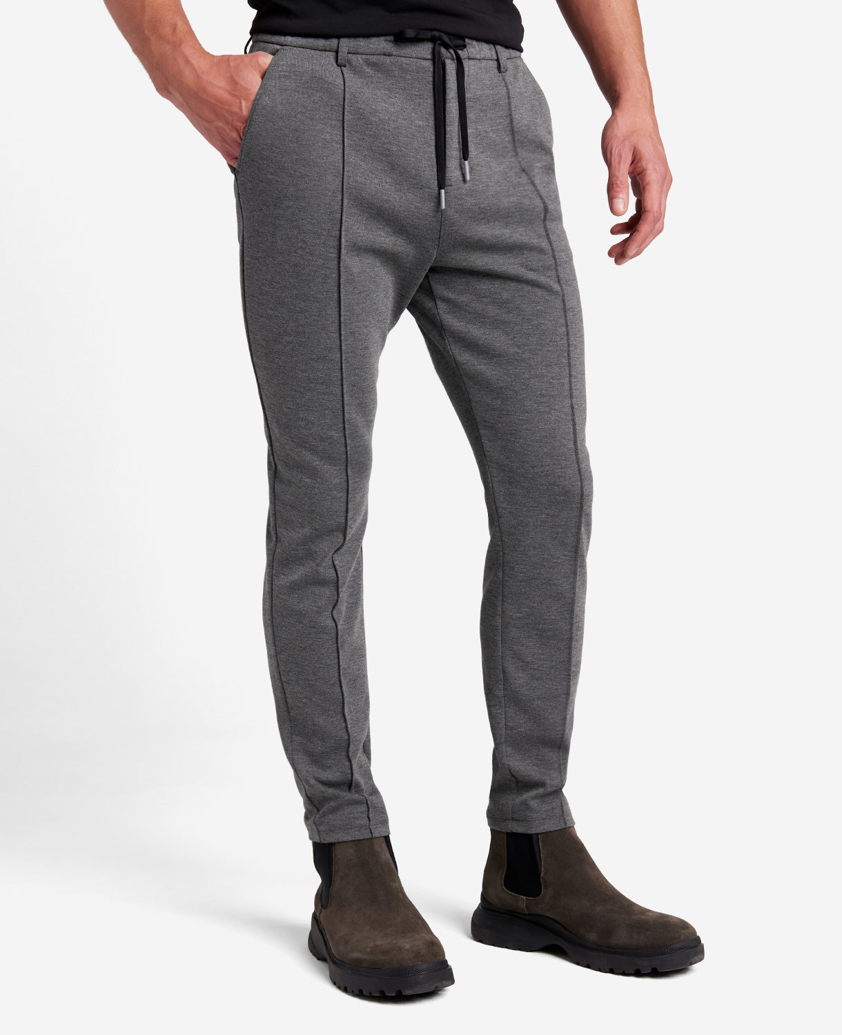 Kenneth Cole Reaction Clothing Knit Tailored Pant pantaloni nero mélange S