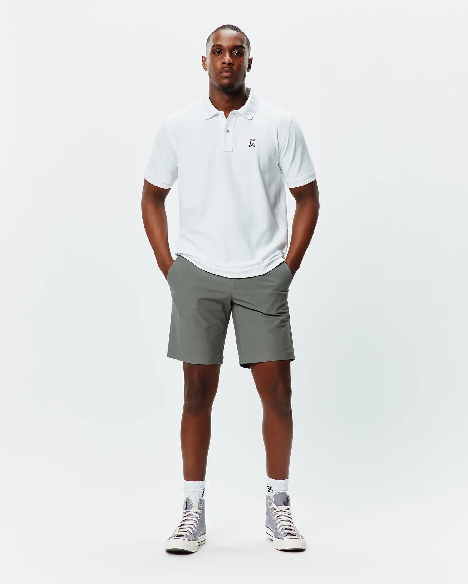 Psycho Bunny Men's Polos Prags polo piqué bianca in cotone Pima