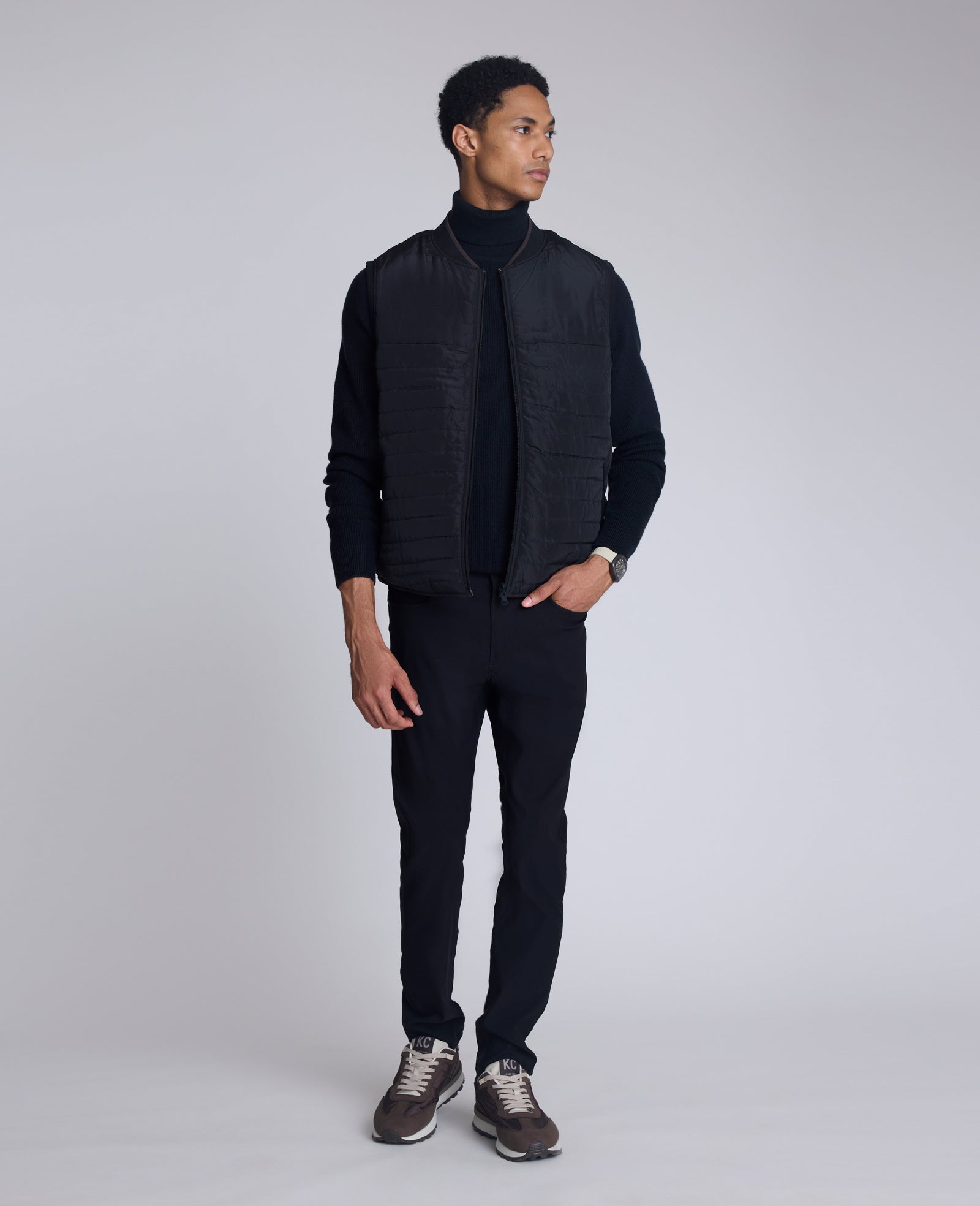 Kenneth Cole Reaction Reversible Vest gilet reversibile nero e marrone idrorepellente