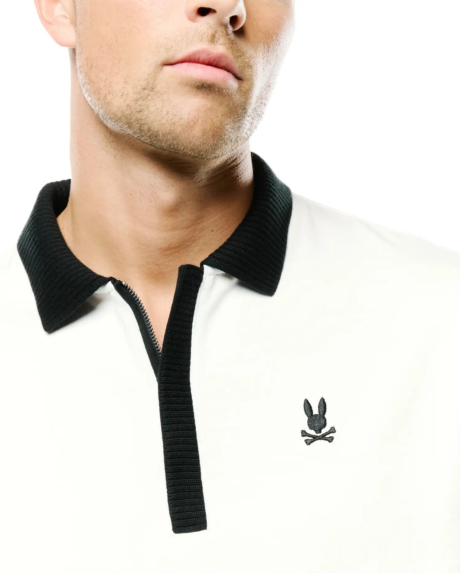 Psycho Bunny Men's Polos Nolen Oversized Jersey polo Ecru in cotone Pima