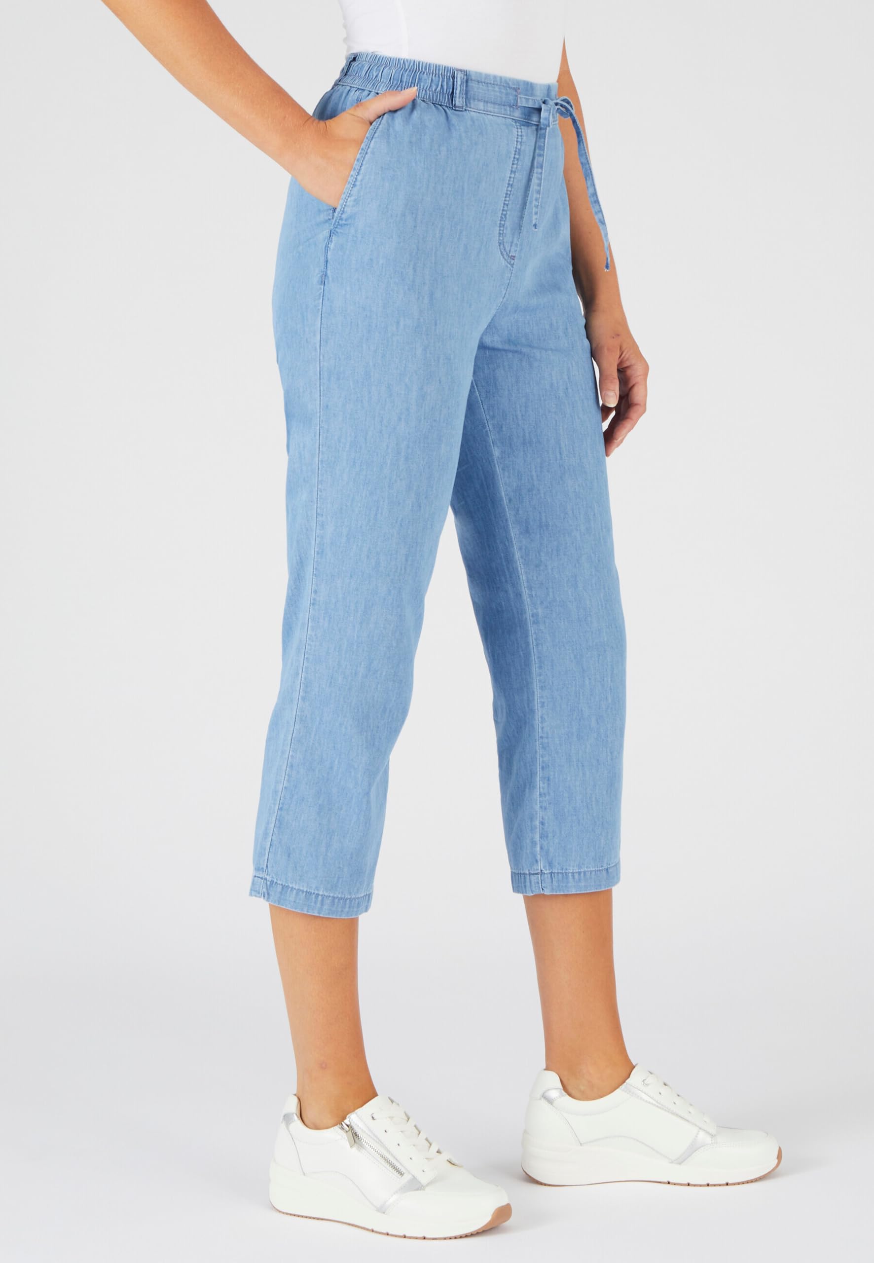 Damart Prêt-à-porter Pantaloni Chambray donna blu denim pastello 46 elasticizzati