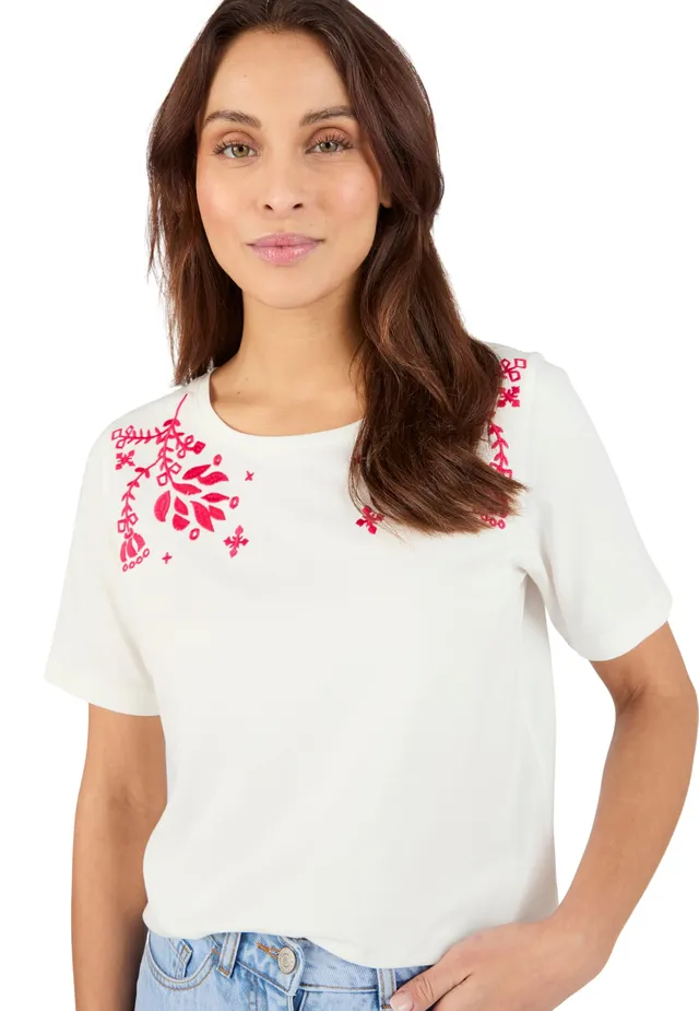 Damart Prêt-à-porter T-shirt ricamata donna puro cotone