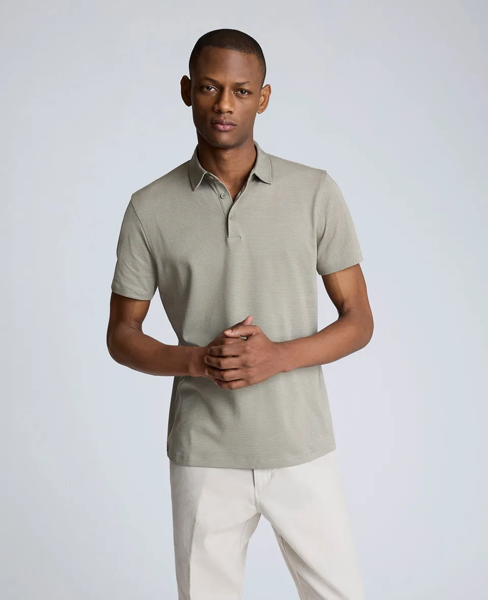 Kenneth Cole Reaction Clothing Knit Two-Toned Button Polo polo verde salvia