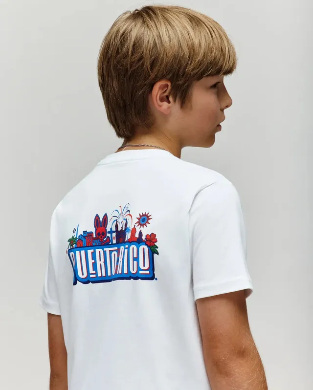 Psycho Bunny Kids Tees Puerto Rico Tee maglietta bianca