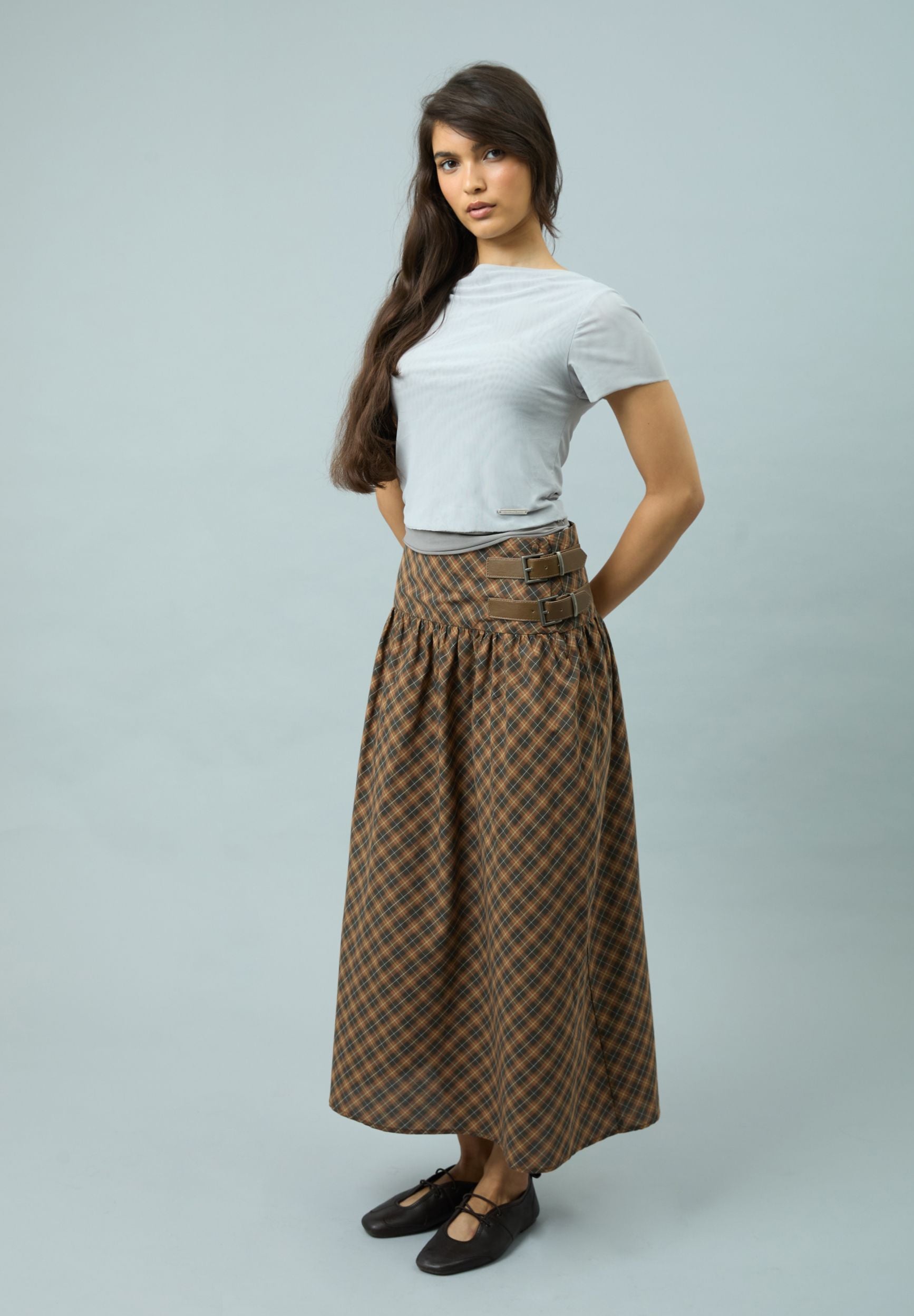 House Of Sunny Women's Skirts CHECK BUCKLE SKIRT gonna midi a quadri UK 6-18