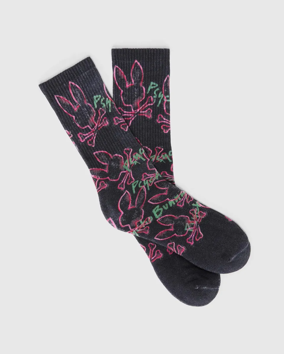 Psycho Bunny Accessories Duncan Sport Socks MO2200074 calze sportive nere O/S antivesciche