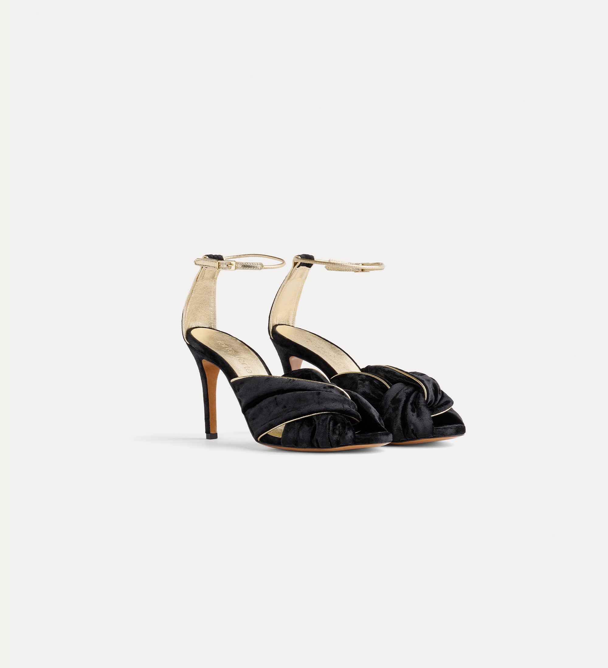 Forte scarpe velvet criss-cross sandals sandali neri con tacco alto