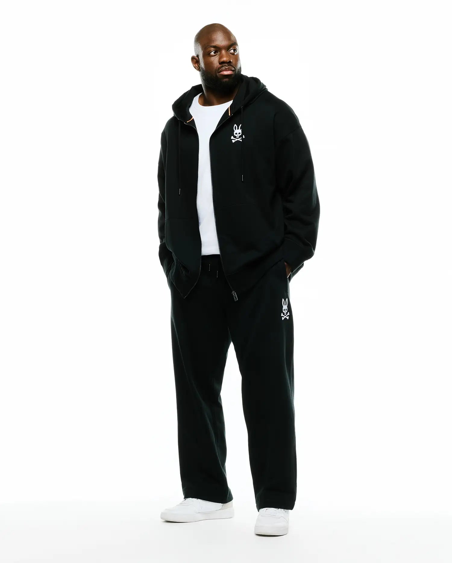 Psycho Bunny Big & Tall BIG & TALL HAIDEN FLEECE SWEATPANTS - BB0800009 pantaloni felpa neri taglie forti