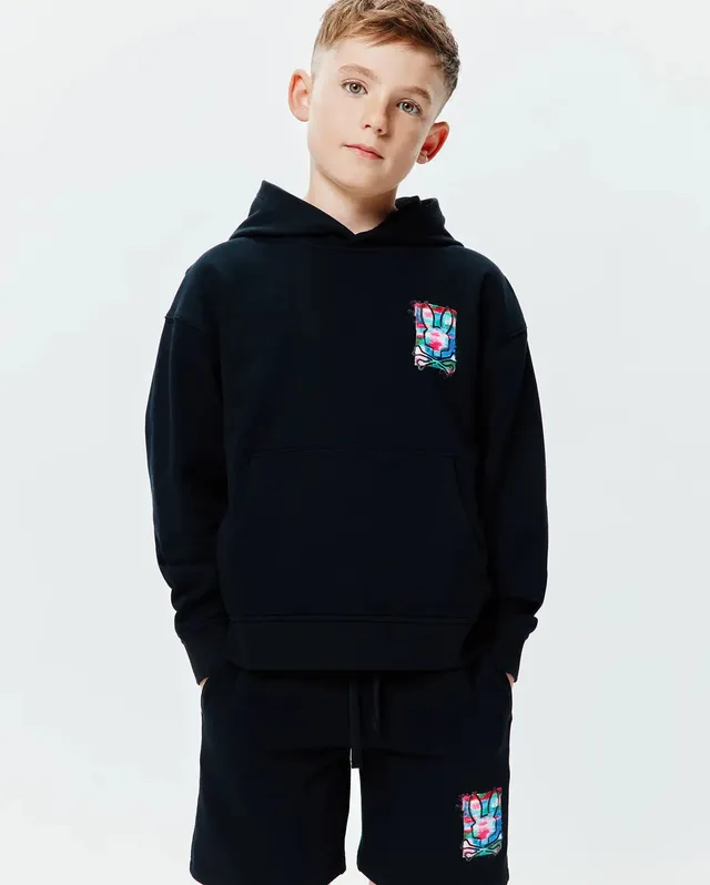 Psycho Bunny Kids Sweatshirts & Hoodies Isaac Hoodie KT0500072 felpa nera con cappuccio
