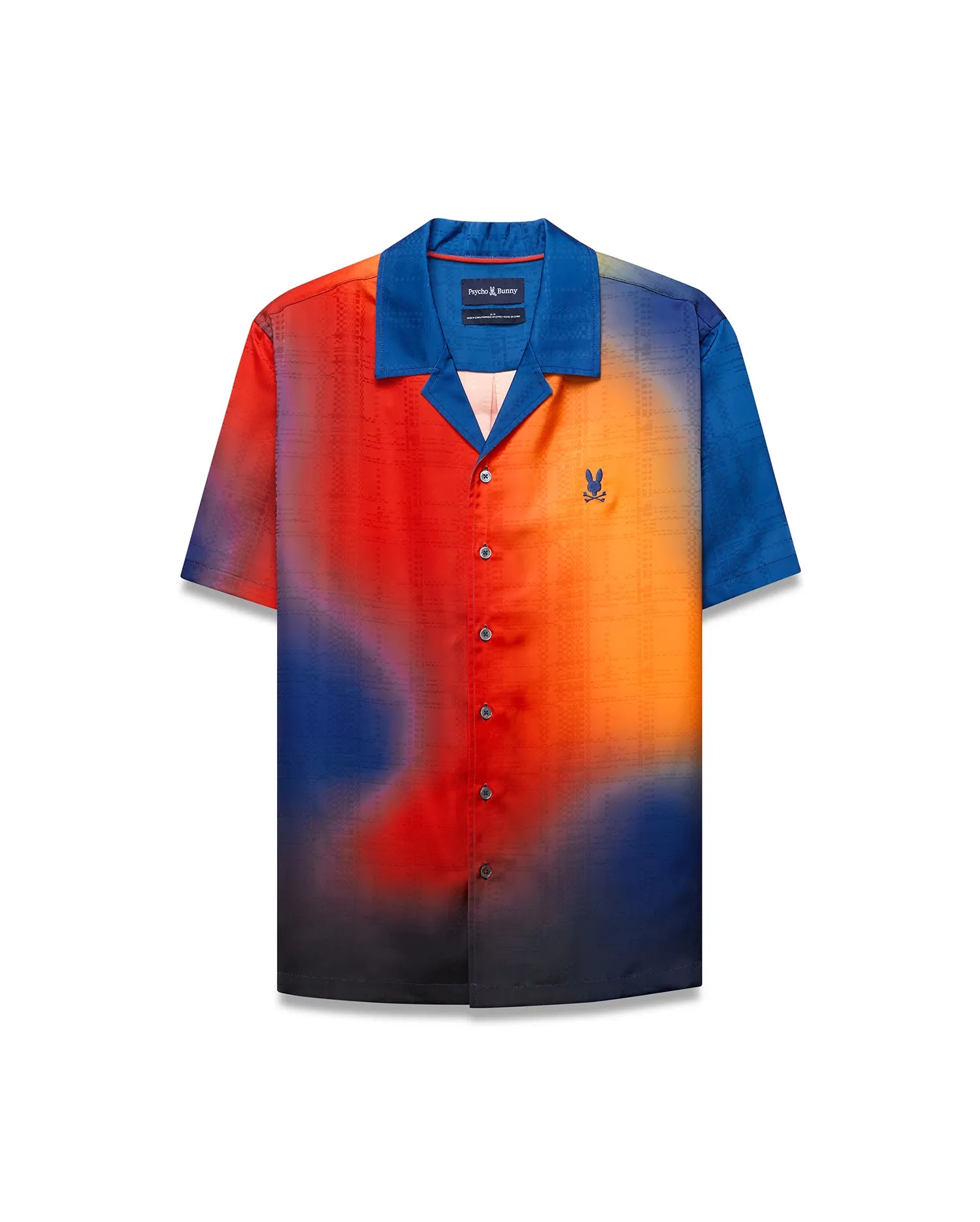 Psycho Bunny Men's Shirts Zander Jacquard Camp Shirt camicia blu jacquard