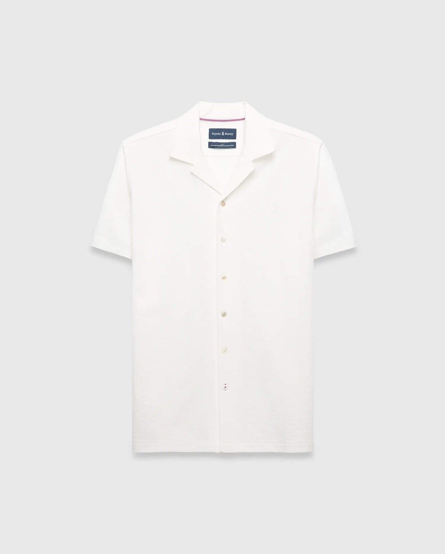 Psycho Bunny Men's Shirts Jayme Knit Shirt camicia bianca in seersucker