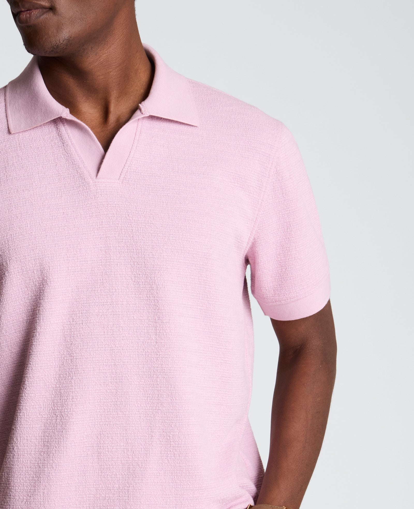 Kenneth Cole Reaction Clothing Short Sleeve Johnny Collar Polo with Ribbing polo malva uomo