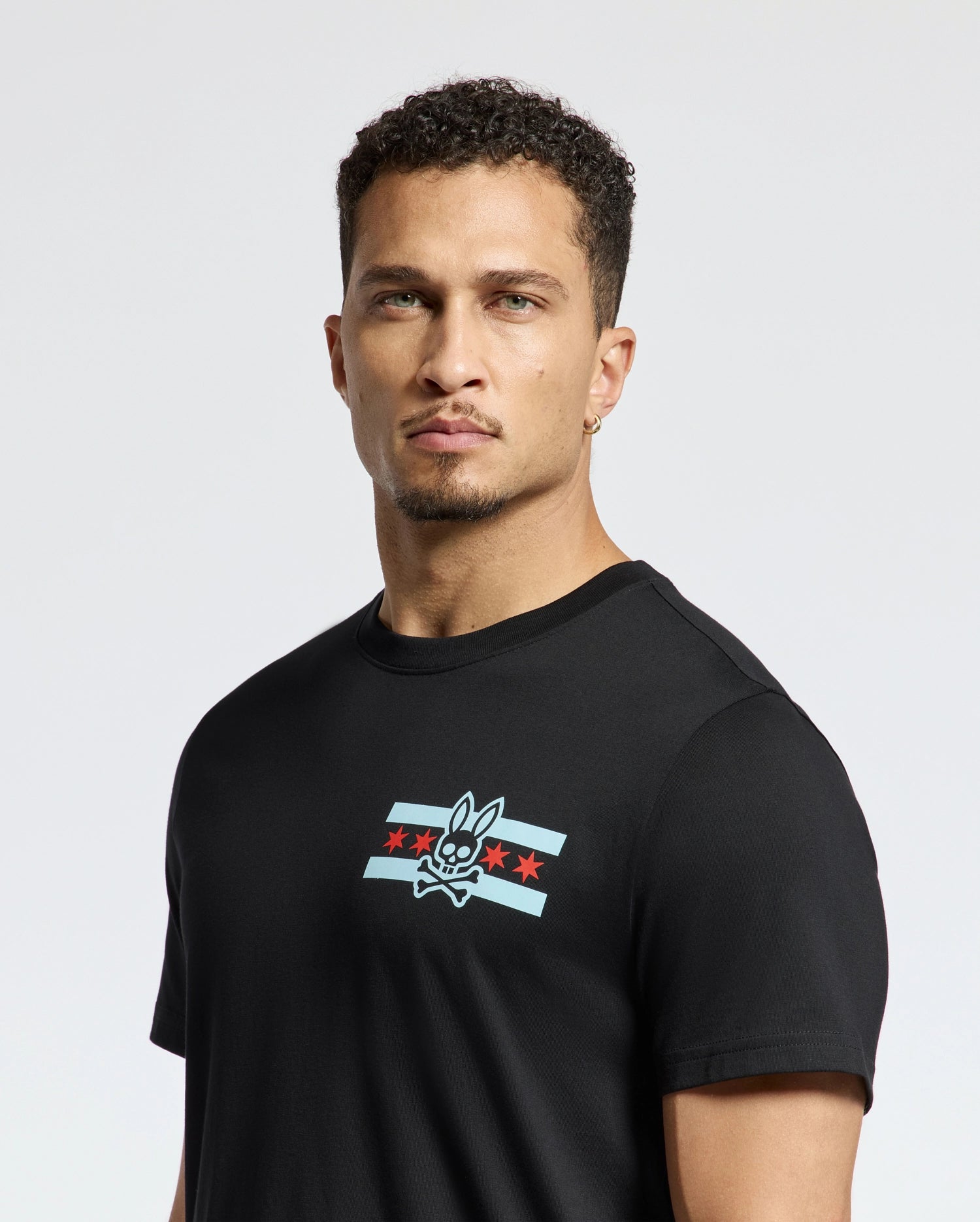 Psycho Bunny Men's Tees MENS CHICAGO TEE B6U551W1PC t-shirt nera in cotone Pima