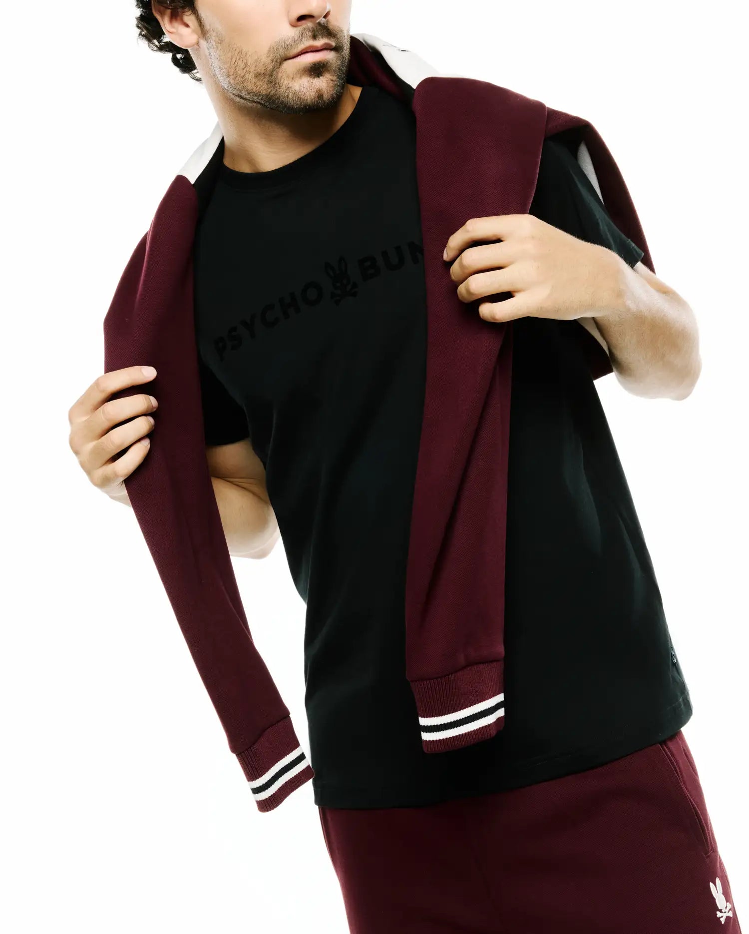 Psycho Bunny Men's Tees Royce Graphic Tee t-shirt nera cotone Pima