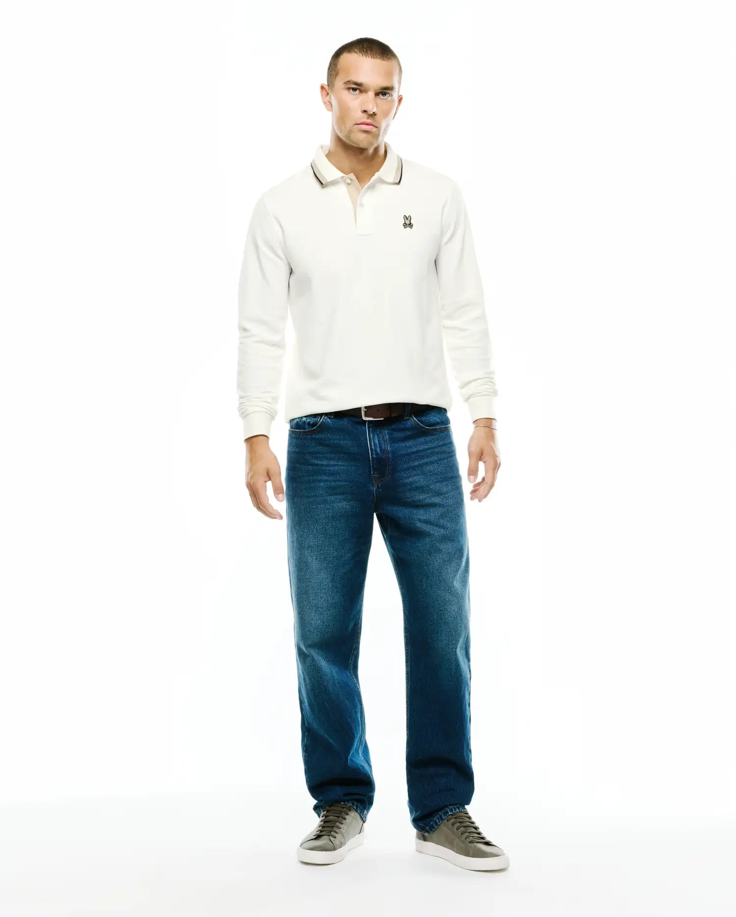 Psycho Bunny Men's Polos Grover Piqué polo uomo ecru cotone Pima