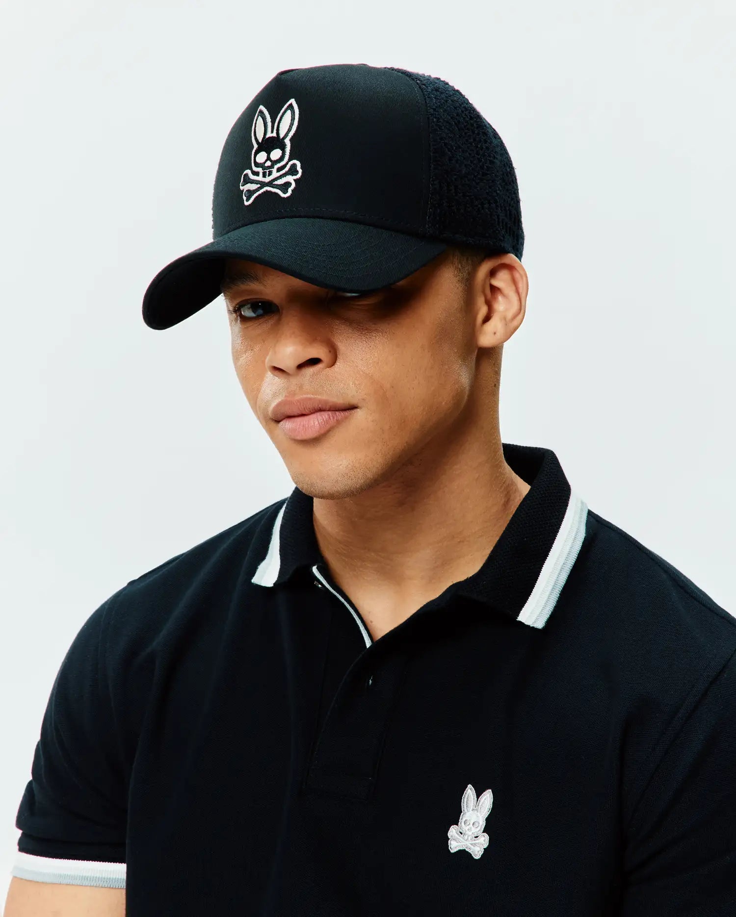 Psycho Bunny Accessories Elijah Trucker Cap MO1500113 cappellino nero regolabile