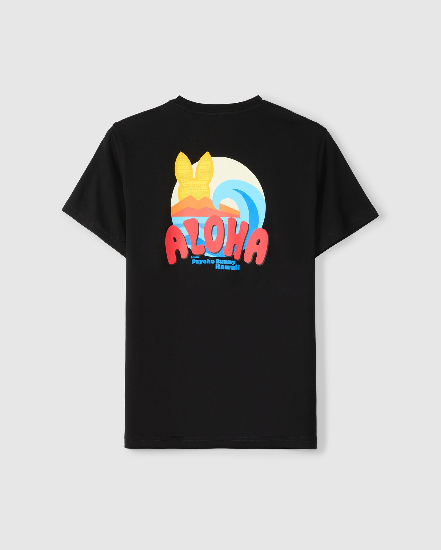 Psycho Bunny Men's Tees Hawaii City Tee B6U169Y1PC t-shirt nera in cotone Pima